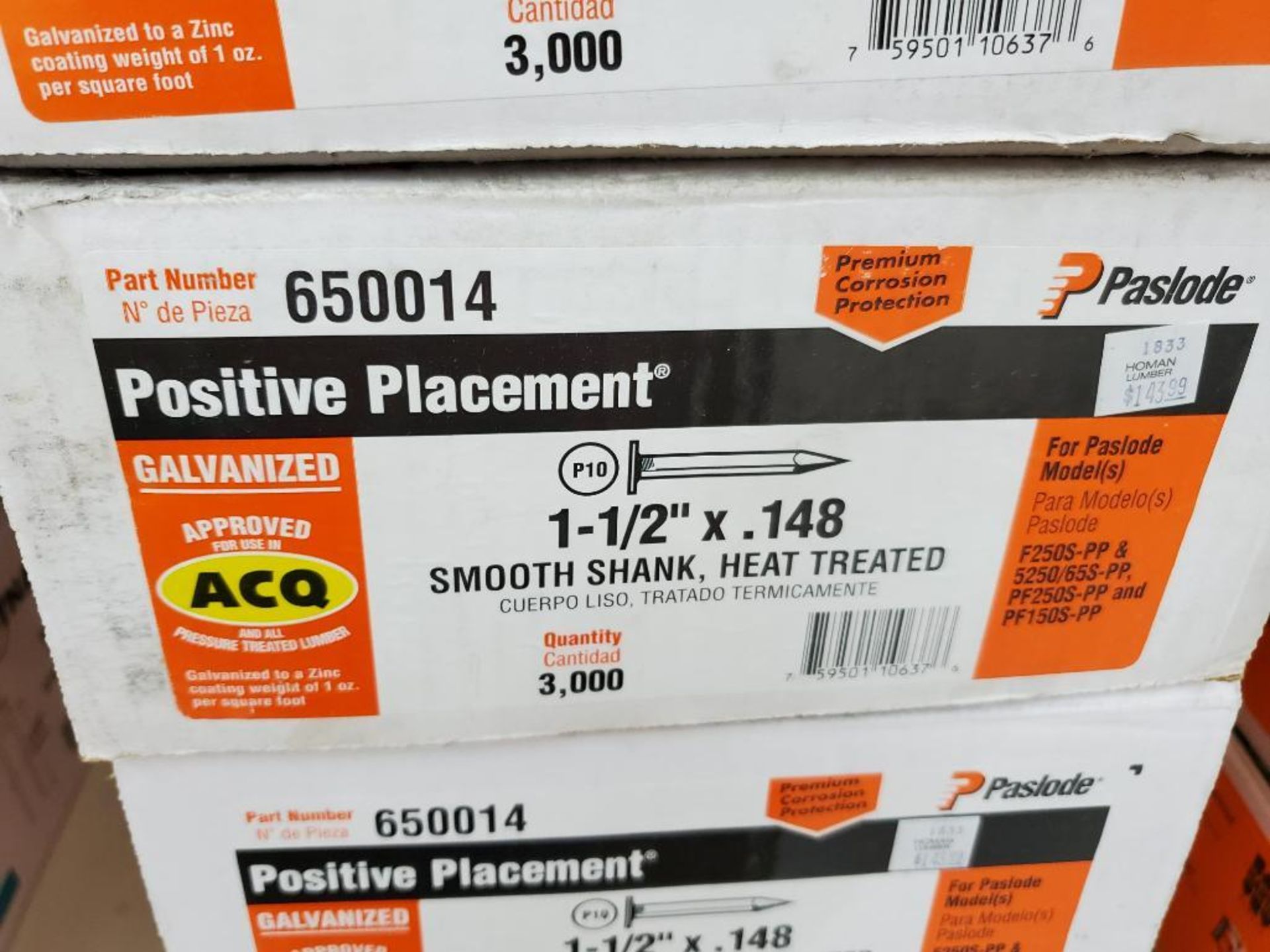 Qty 4 - Box Paslode smooth shank heat treated nails. 1-1/2" x .148. 3000/box. New stock. - Image 4 of 7