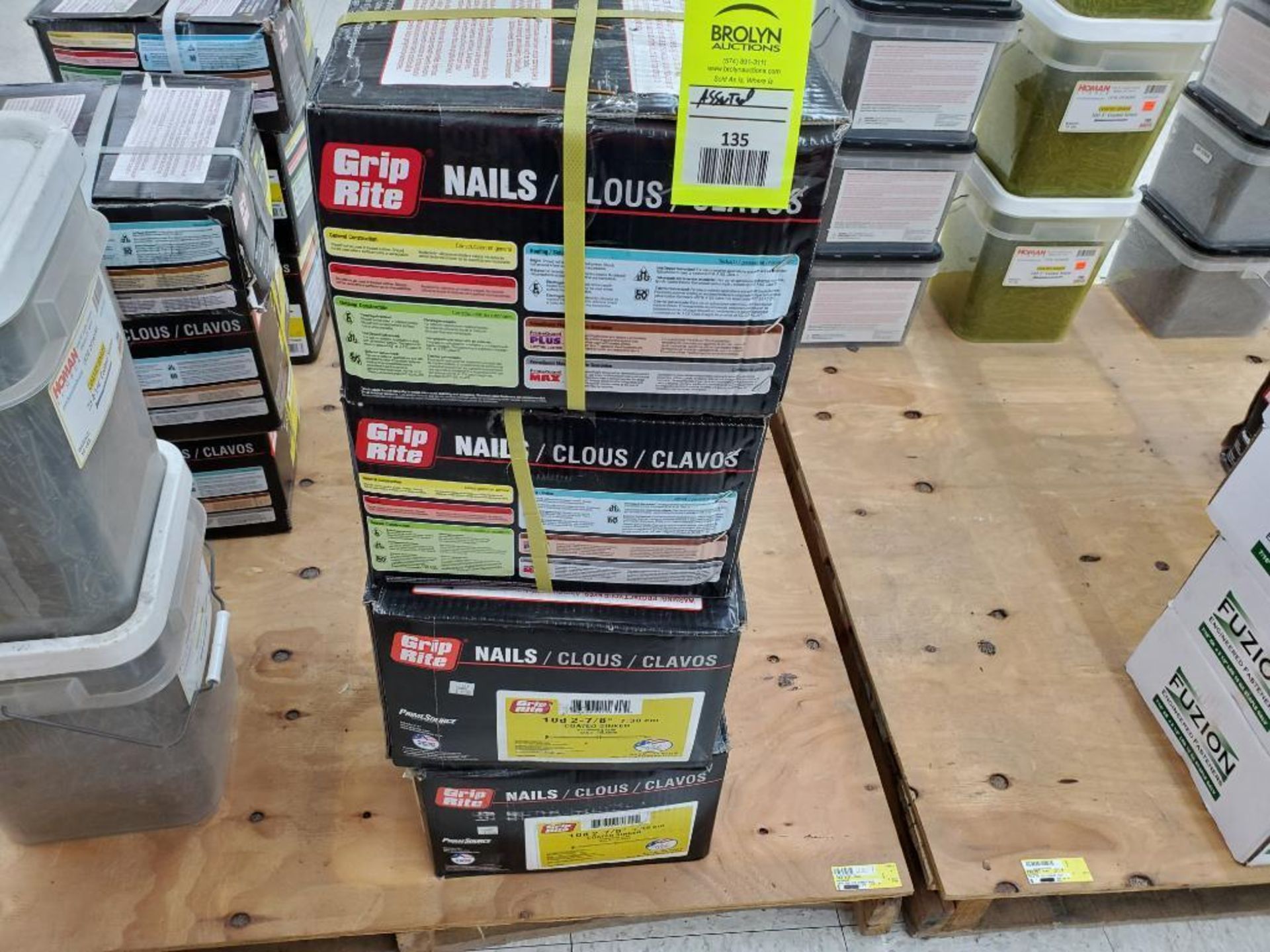 Qty 4 - 50lb boxes of 10D 2-7/8" coated sinker nails. New stock.
