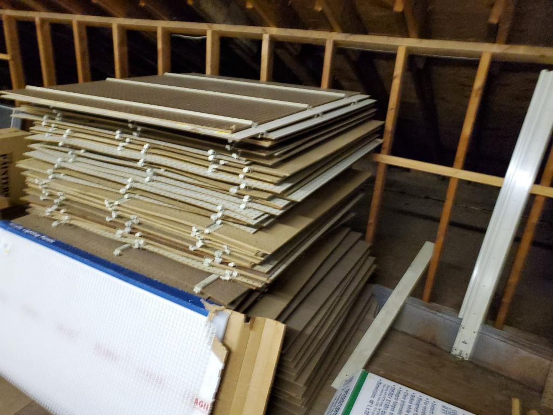 Large assortment of shelving components in attic. - Image 9 of 17