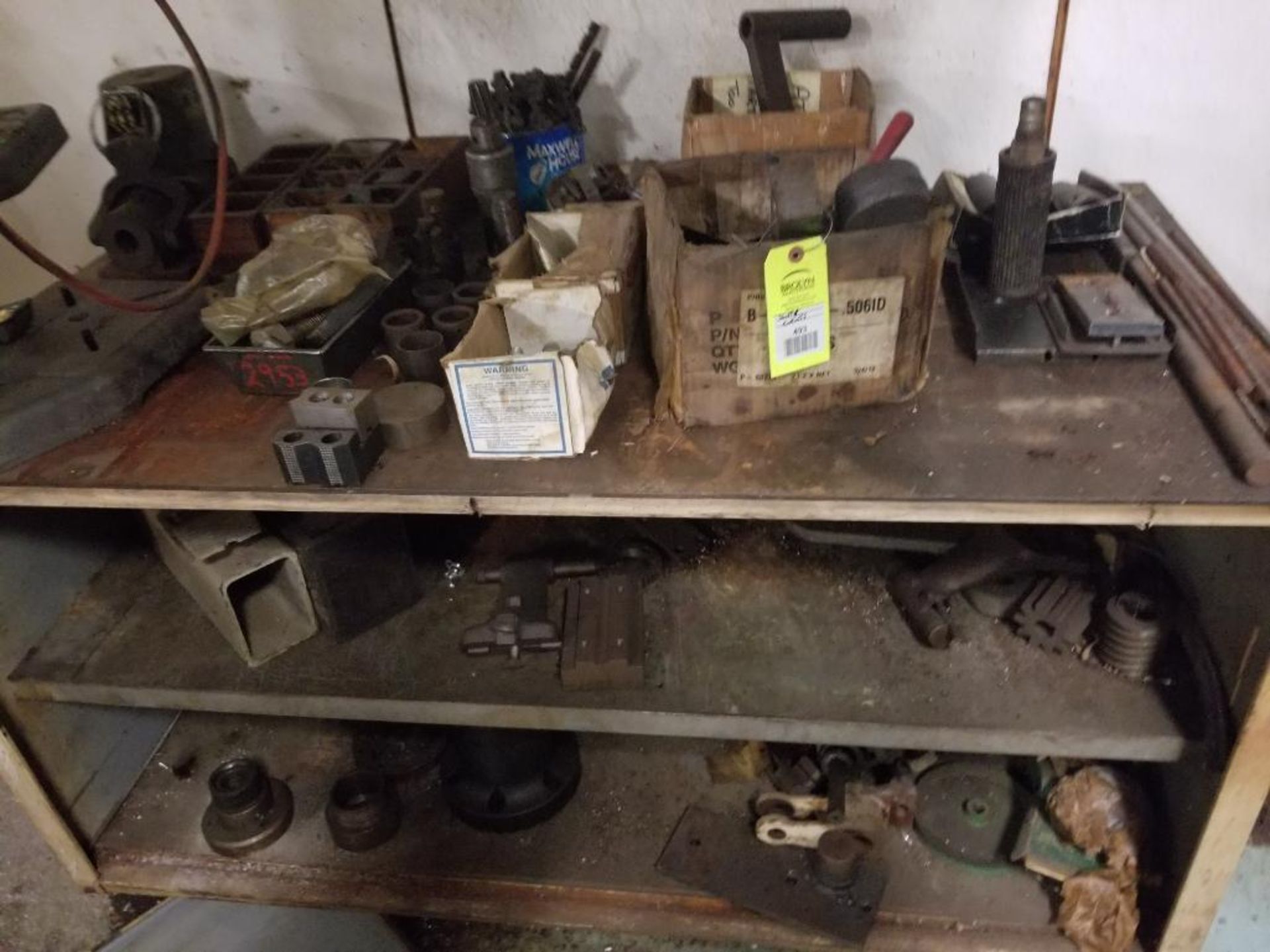 Steel shelf with contents of tooling etc.