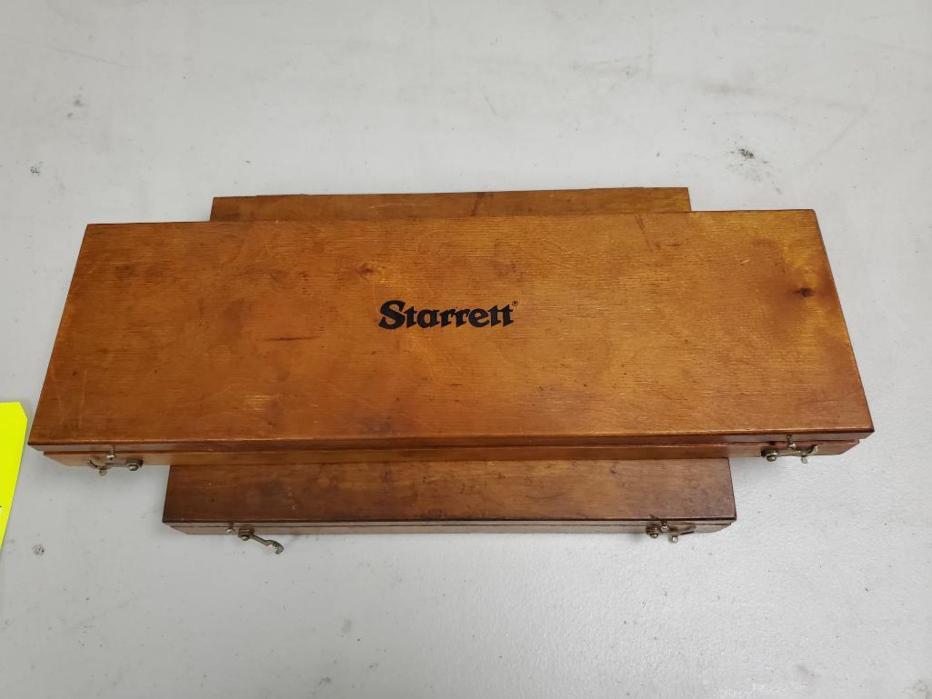 Assorted Starrett measurement gauges.