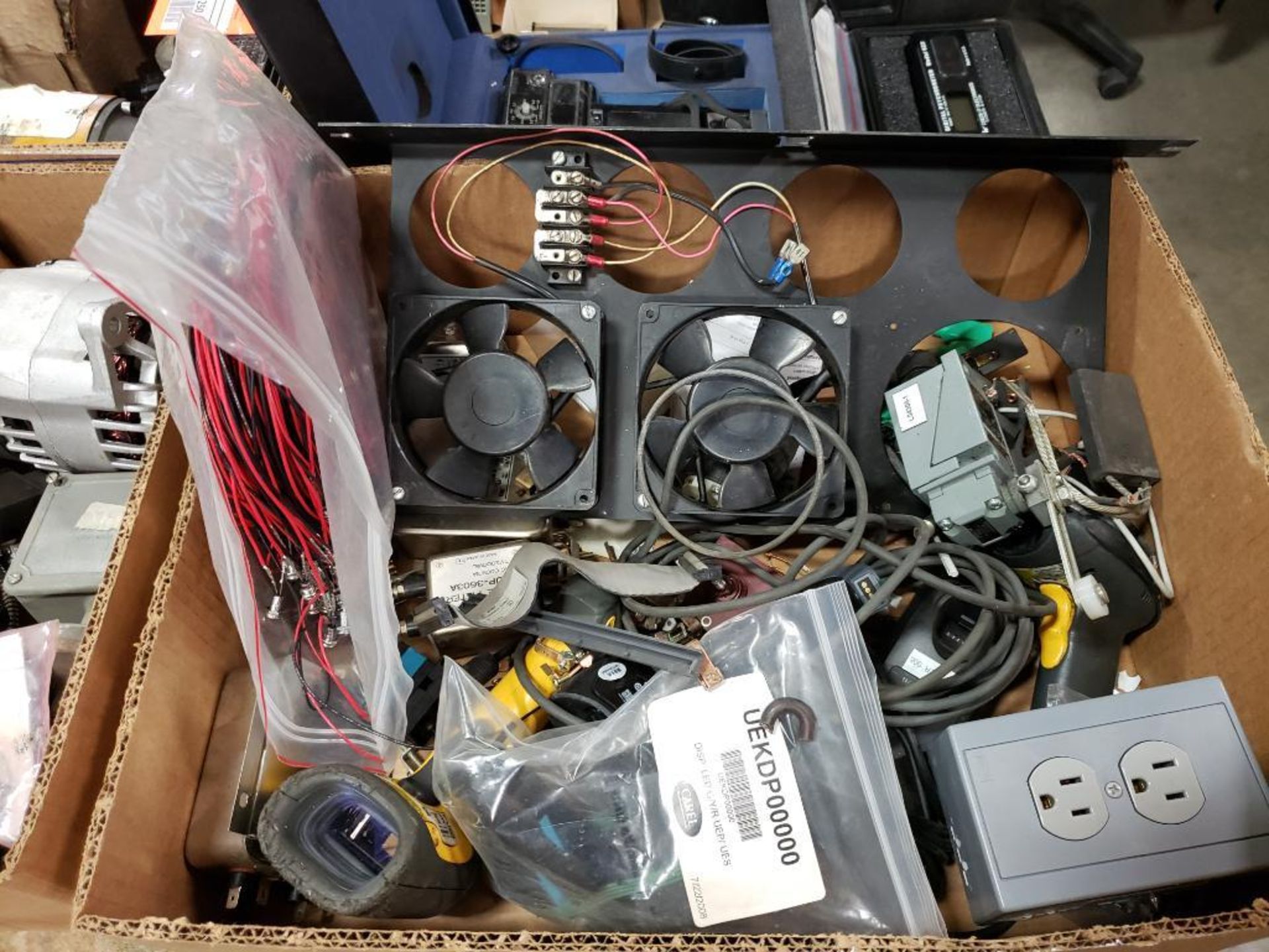 Pallet of assorted electrical. Plugs, power supply, meters, connectors. - Image 9 of 12