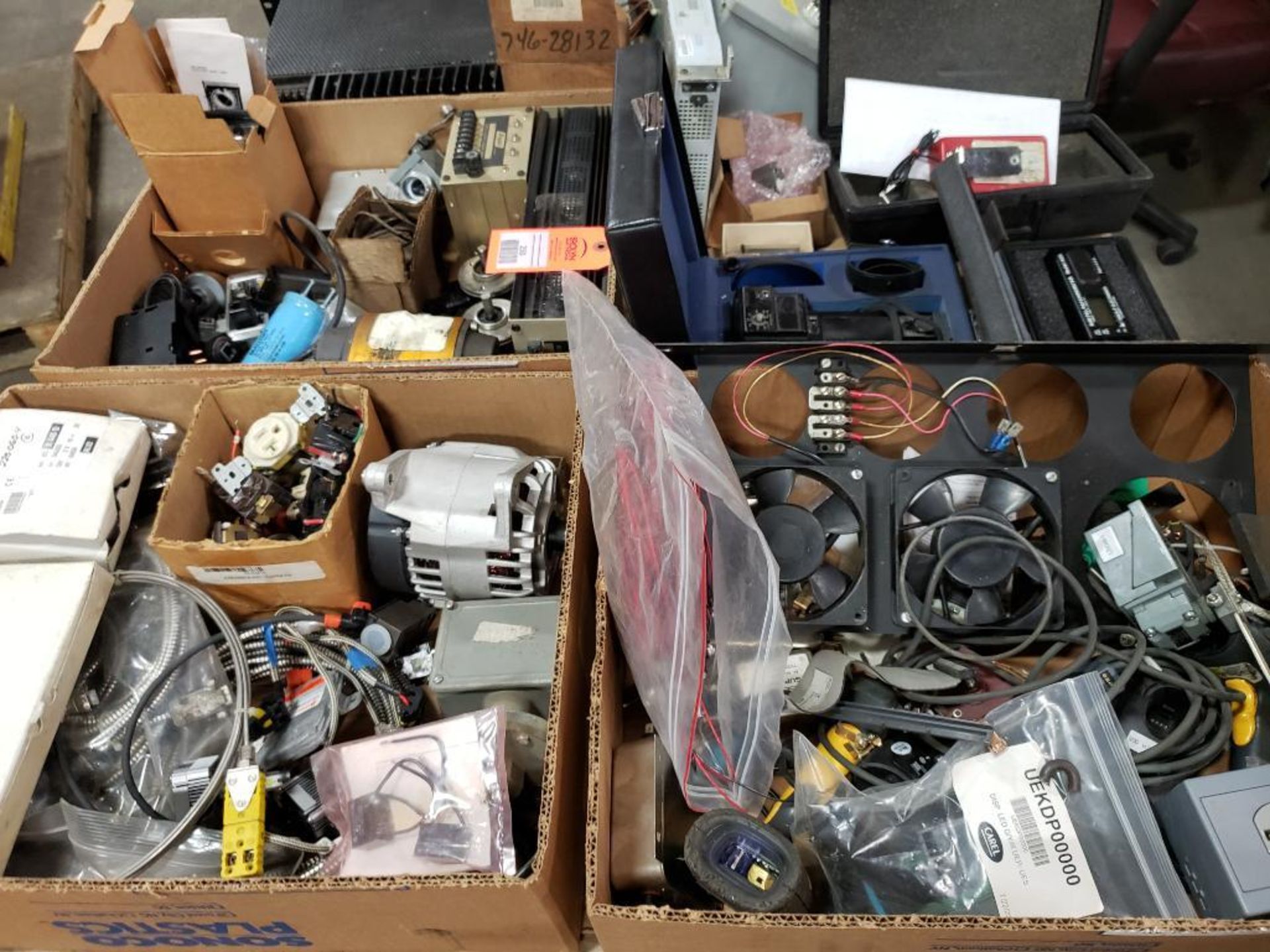 Pallet of assorted electrical. Plugs, power supply, meters, connectors. - Image 10 of 12