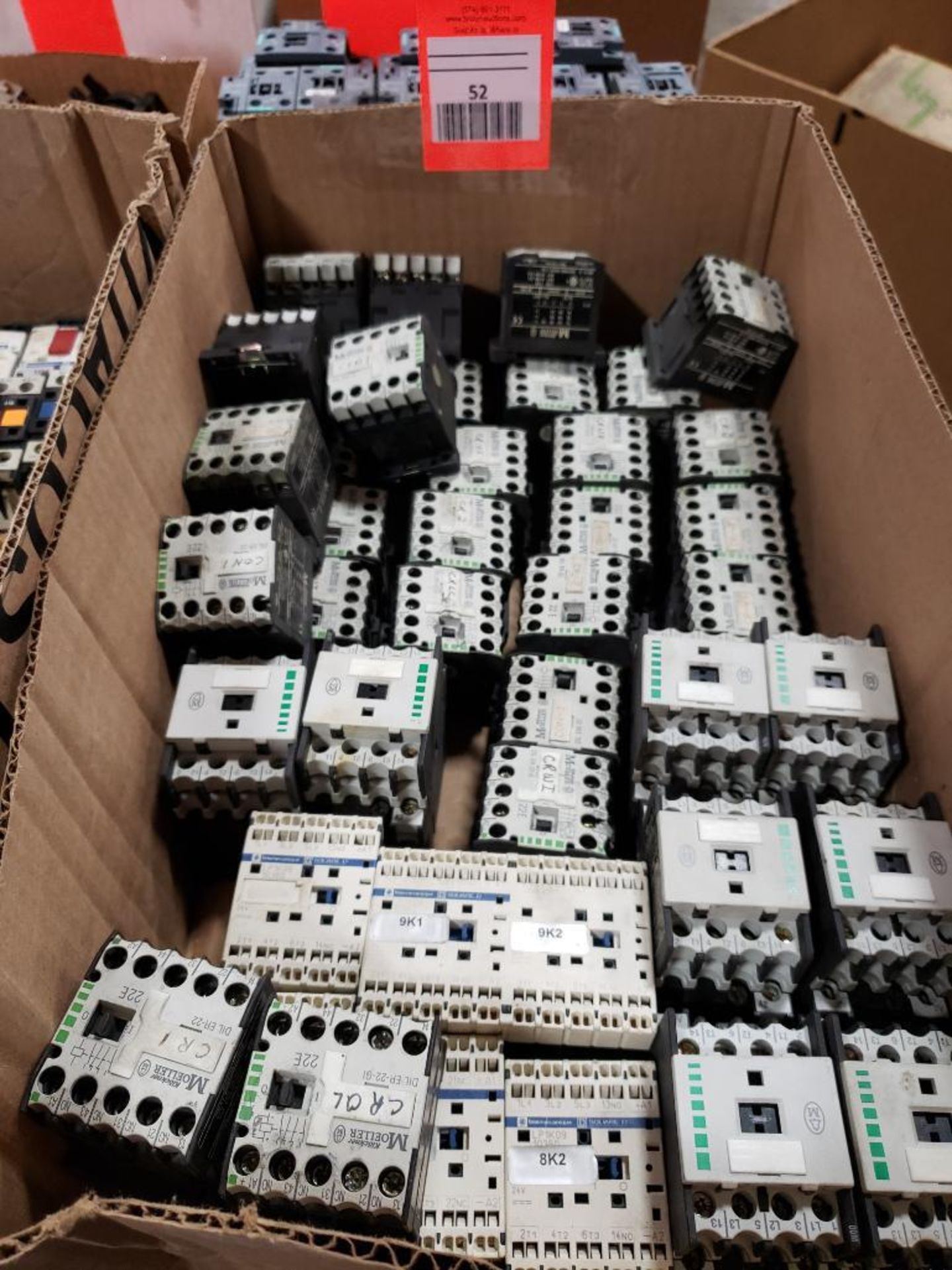 Assorted electrical contactor relays. Moeller, Square-D Telemecanique.