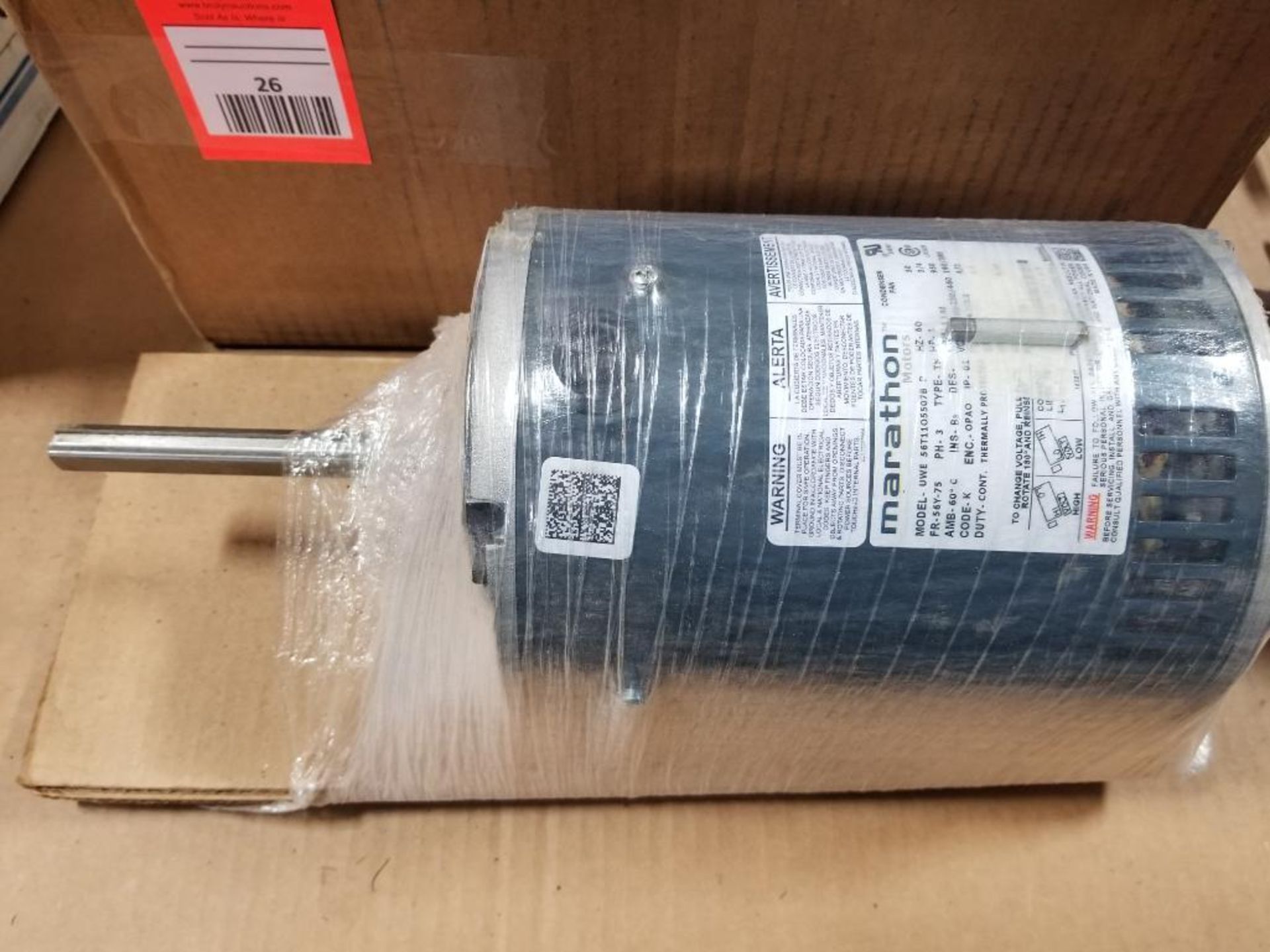 1HP Marathon Electric motor 56T1105507B-P. 3PH, 200-230/460V, 1140RPM. New in box. - Image 2 of 6