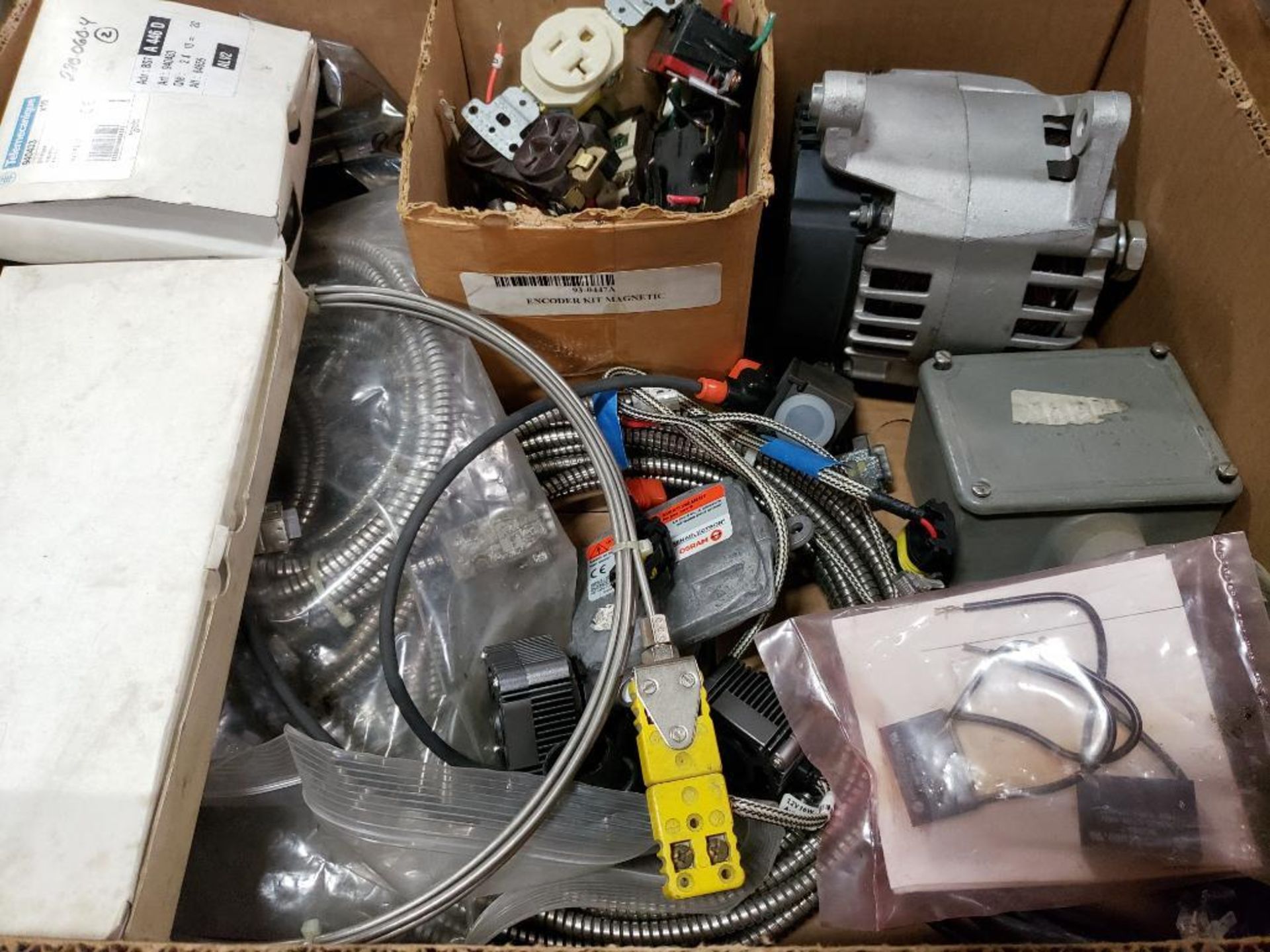 Pallet of assorted electrical. Plugs, power supply, meters, connectors. - Image 11 of 12