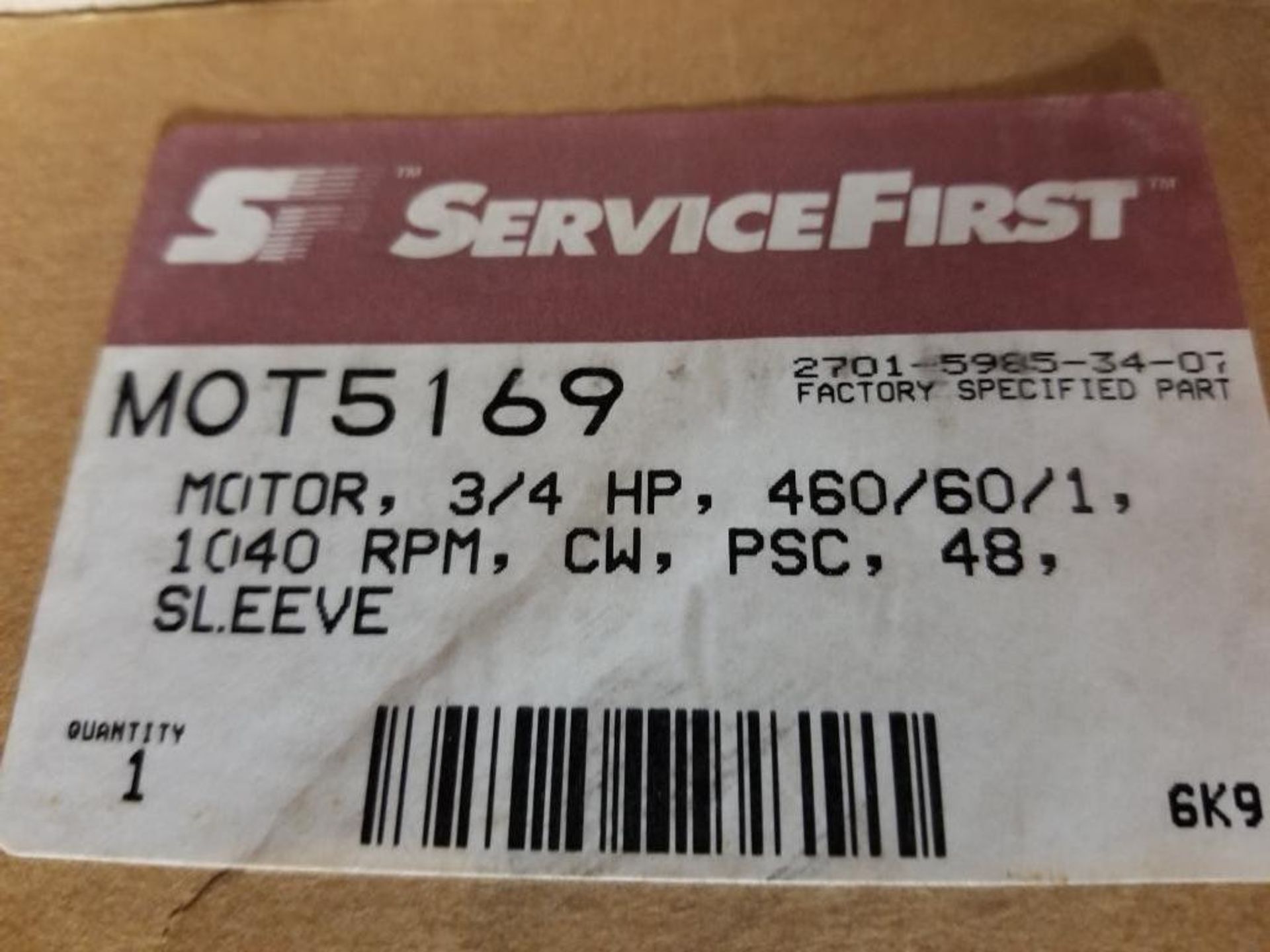 .75HP GE Motors air over 5KCP39SG-L428AS. 1PH, 380-415/460V, 1040RPM. New. - Image 7 of 7