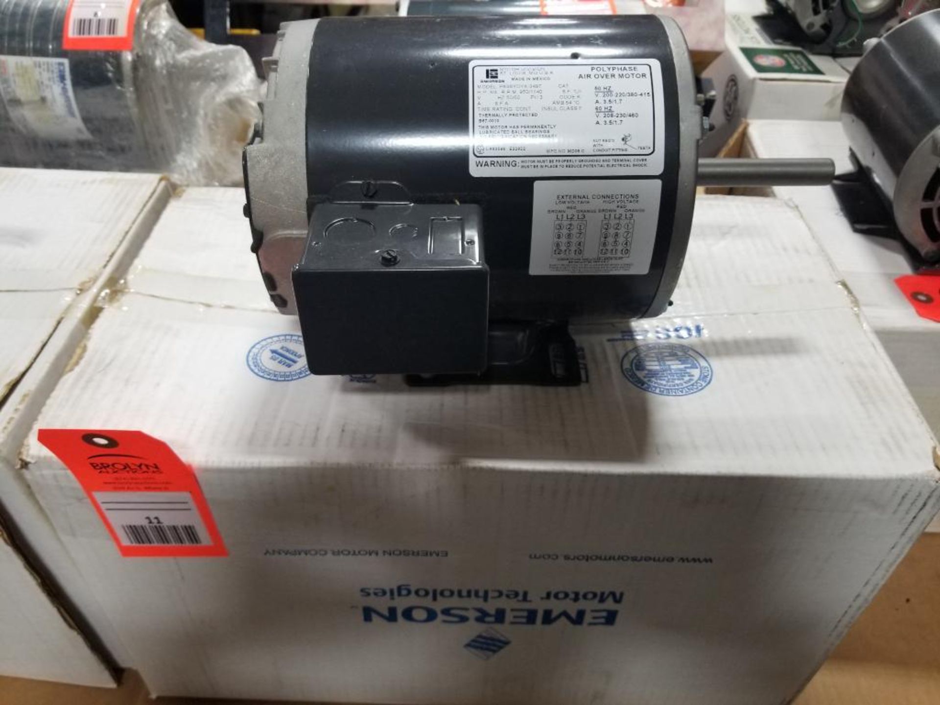 3/4HP Emerson P63SYDYK-3497 Polyphase air over motor. 3PH, 208-230/460V, 1140RPM. New.