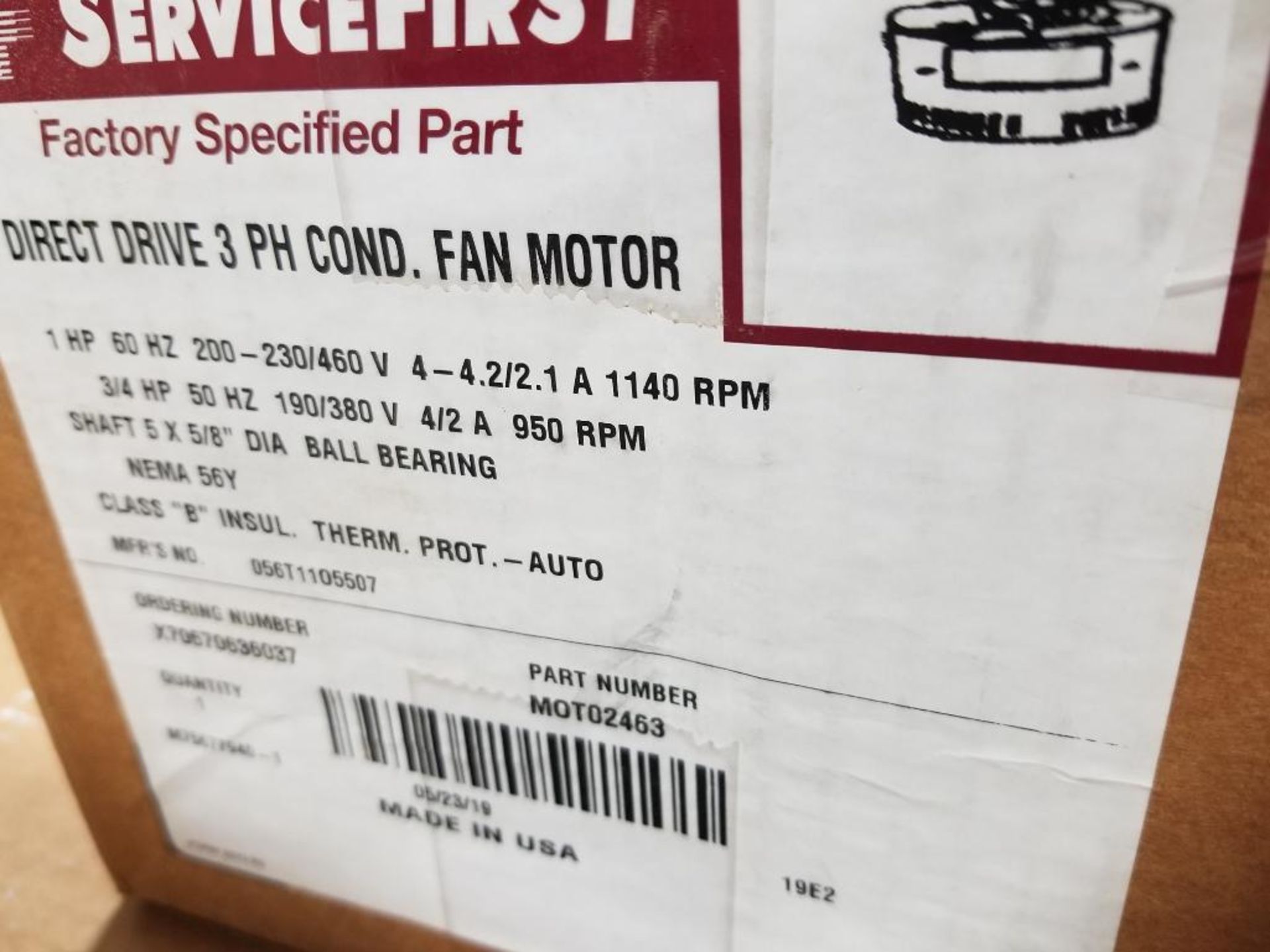 1HP Marathon Electric motor 56T1105507B-P. 3PH, 200-230/460V, 1140RPM. New in box. - Image 6 of 6