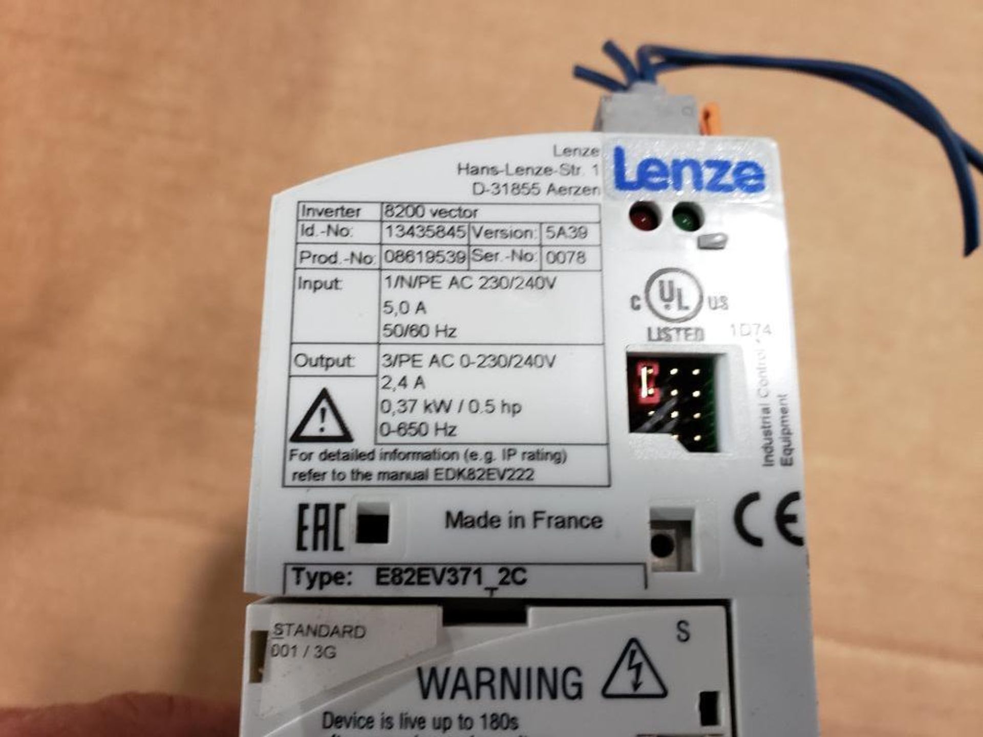 Qty 2 - Lenze 8200 vector drive. Includes Qty 2 - E82ZBC controller. - Image 3 of 7