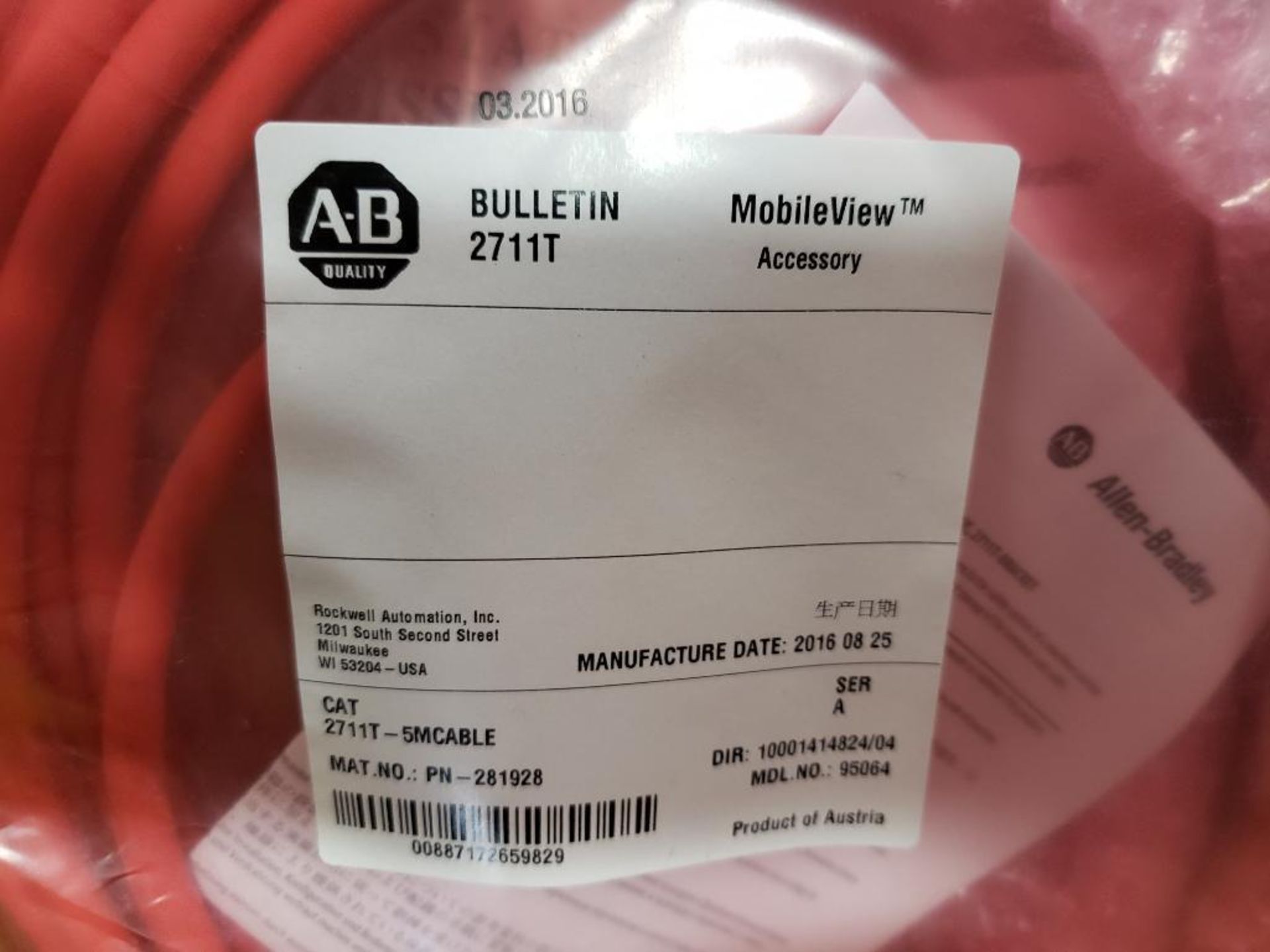 Qty 2 - Allen Bradley 2711T-5MCABLE MobileView Accessory. New in package. - Image 2 of 3