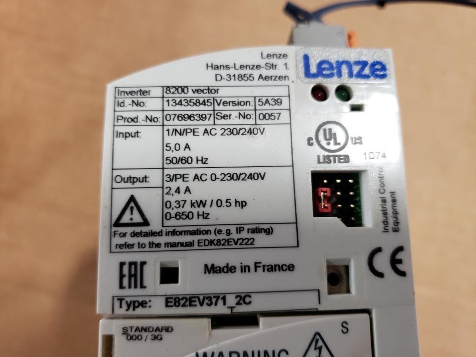 Qty 2 - Lenze 8200 vector drive. Includes Qty 2 - E82ZBC controller. - Image 6 of 7