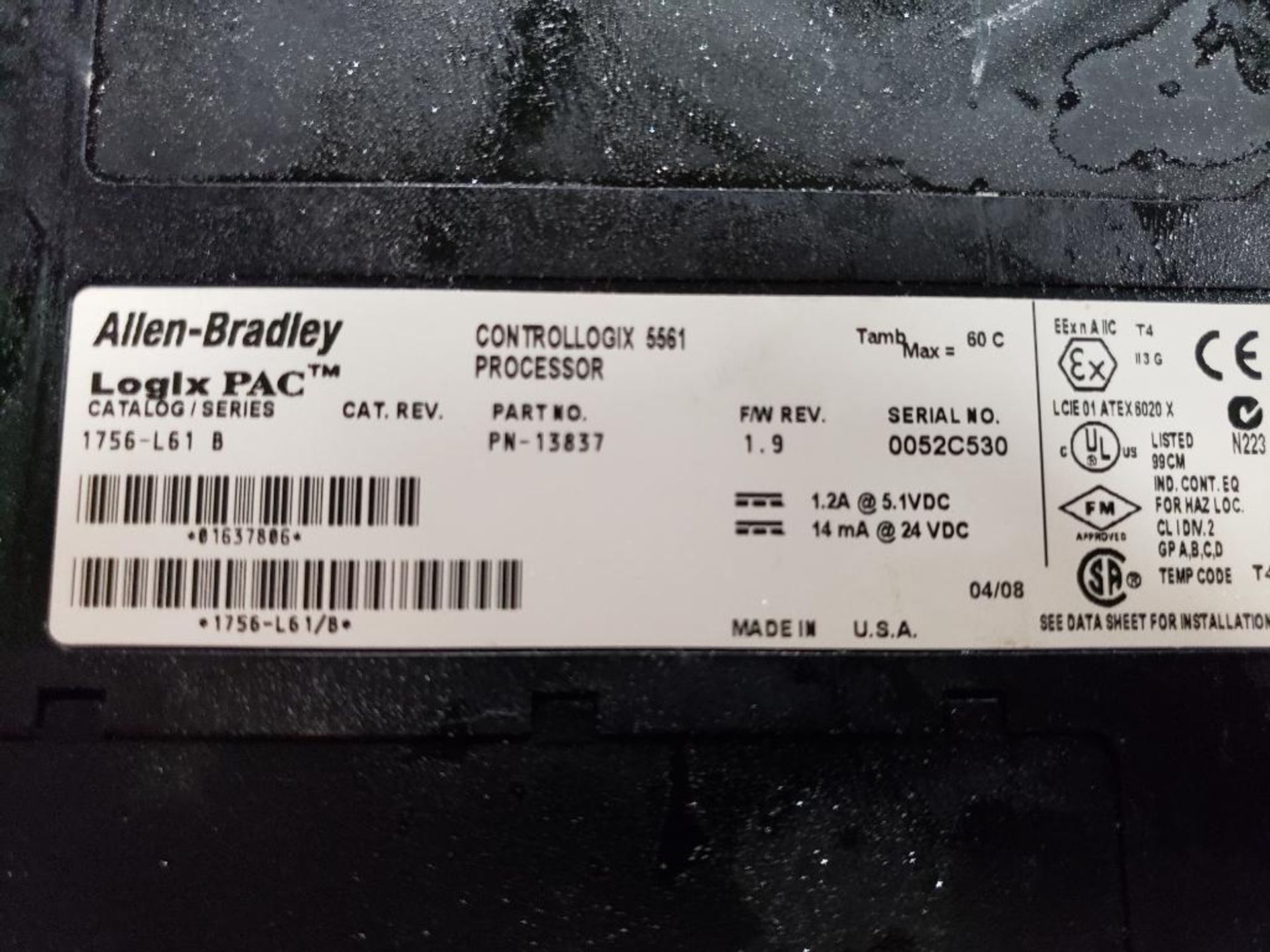 Allen Bradley 1756 programmable control rack. 1756-L61 Loglx PAC logic processor. EtherNet/IP. - Image 8 of 8