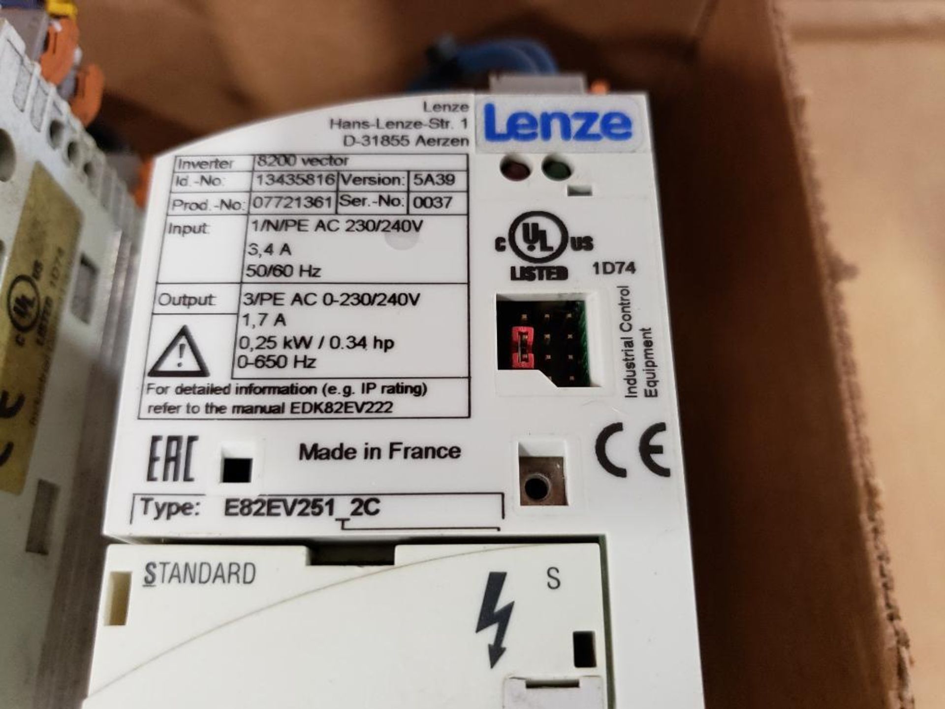Qty 2 - Lenze 8200 vector drive. Includes Qty 2 - E82ZBC controller. - Image 2 of 5