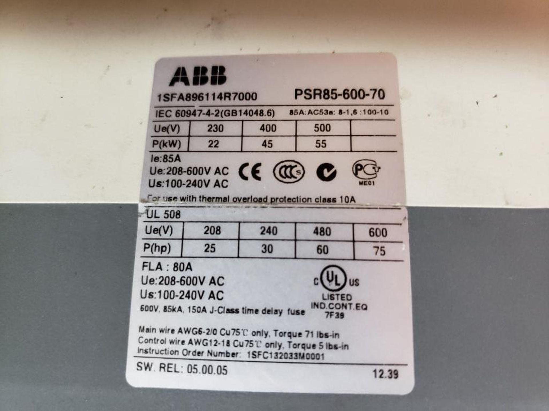 ABB PSR85-600-70 Softstarter. 1SFA896114R7000. - Image 3 of 3