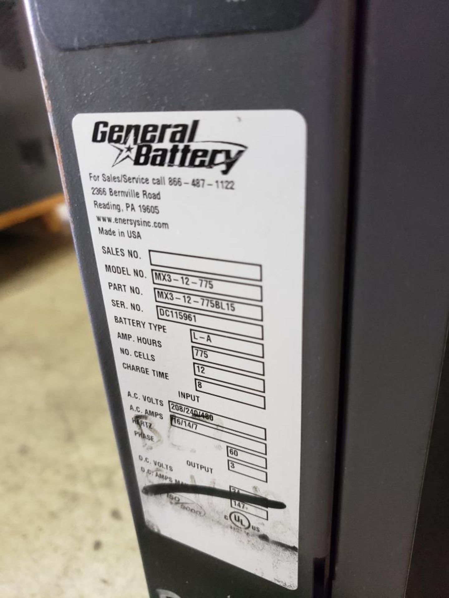 24 Volt General Battery charger. MX3-12-775BL15, 775AH. 3-phase, 208/240/480V. - Image 4 of 6