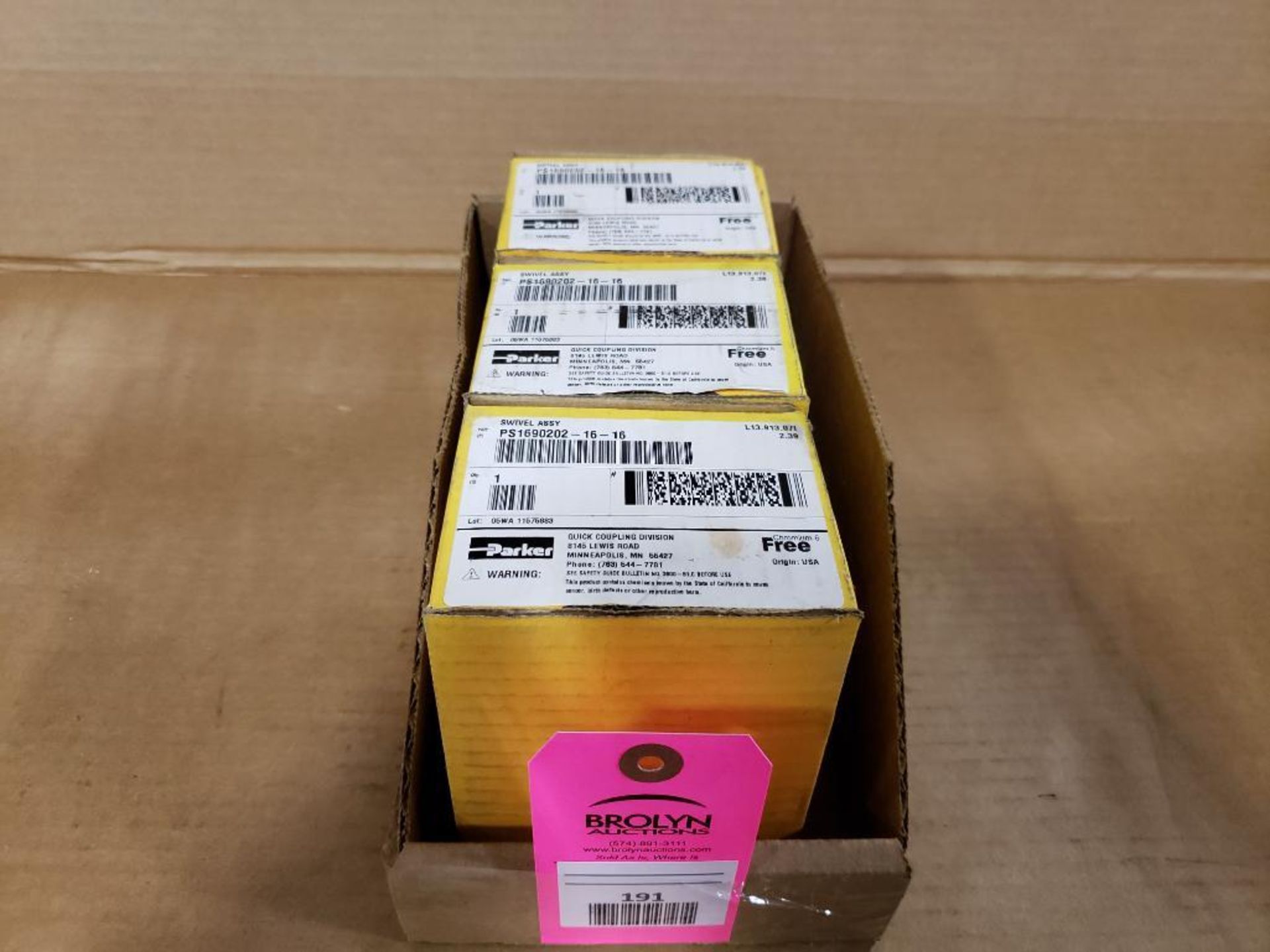 Qty 3 - Parker PS1690202-16-16 swivel assembly. New in box.