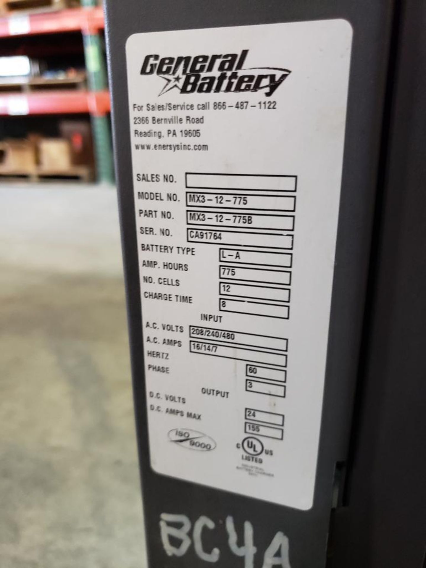 24 Volt General Battery charger. MX3-12-775B, 775AH. 3-phase, 208/240/480V. - Image 4 of 6