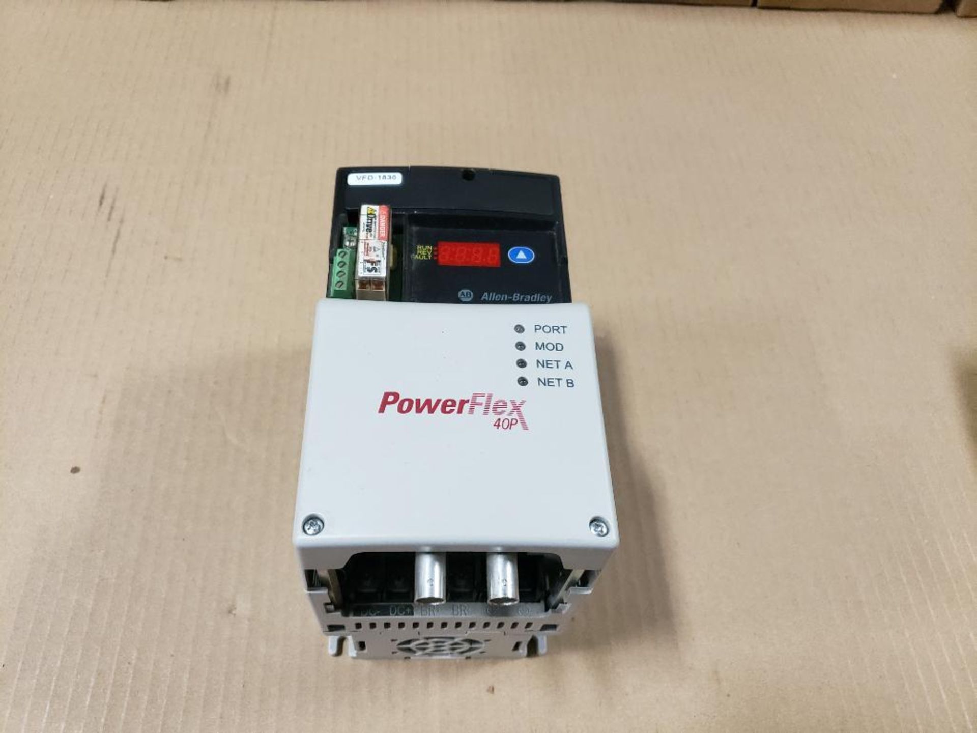 Allen Bradley Powerflex 40P drive. Catalog 22D-D2P3N104. Inc drive guard and comm module.