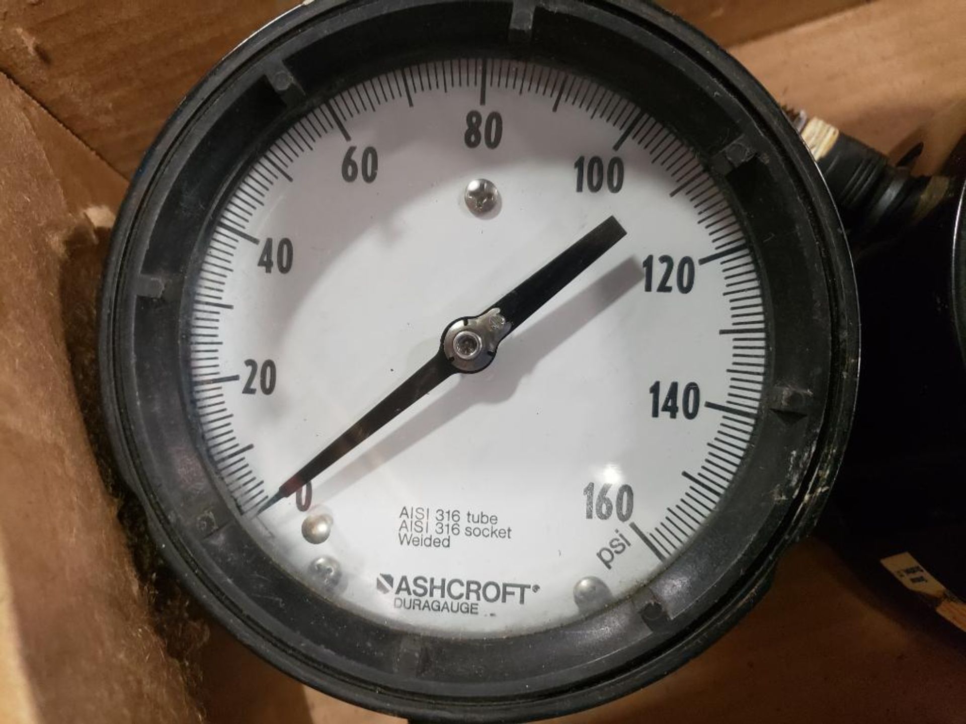 Qty 2 - Ashcroft pressure gauge. 160PSI, duragauge 4.5" AISI 316 tube socket welded. - Image 2 of 4