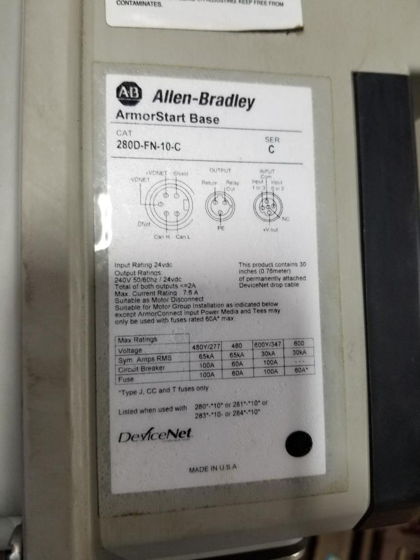 Allen Bradley Armorstart unit. Control module cat# 282D-F12Z-10C-RR and base 280D-FN-10-C. - Image 5 of 6
