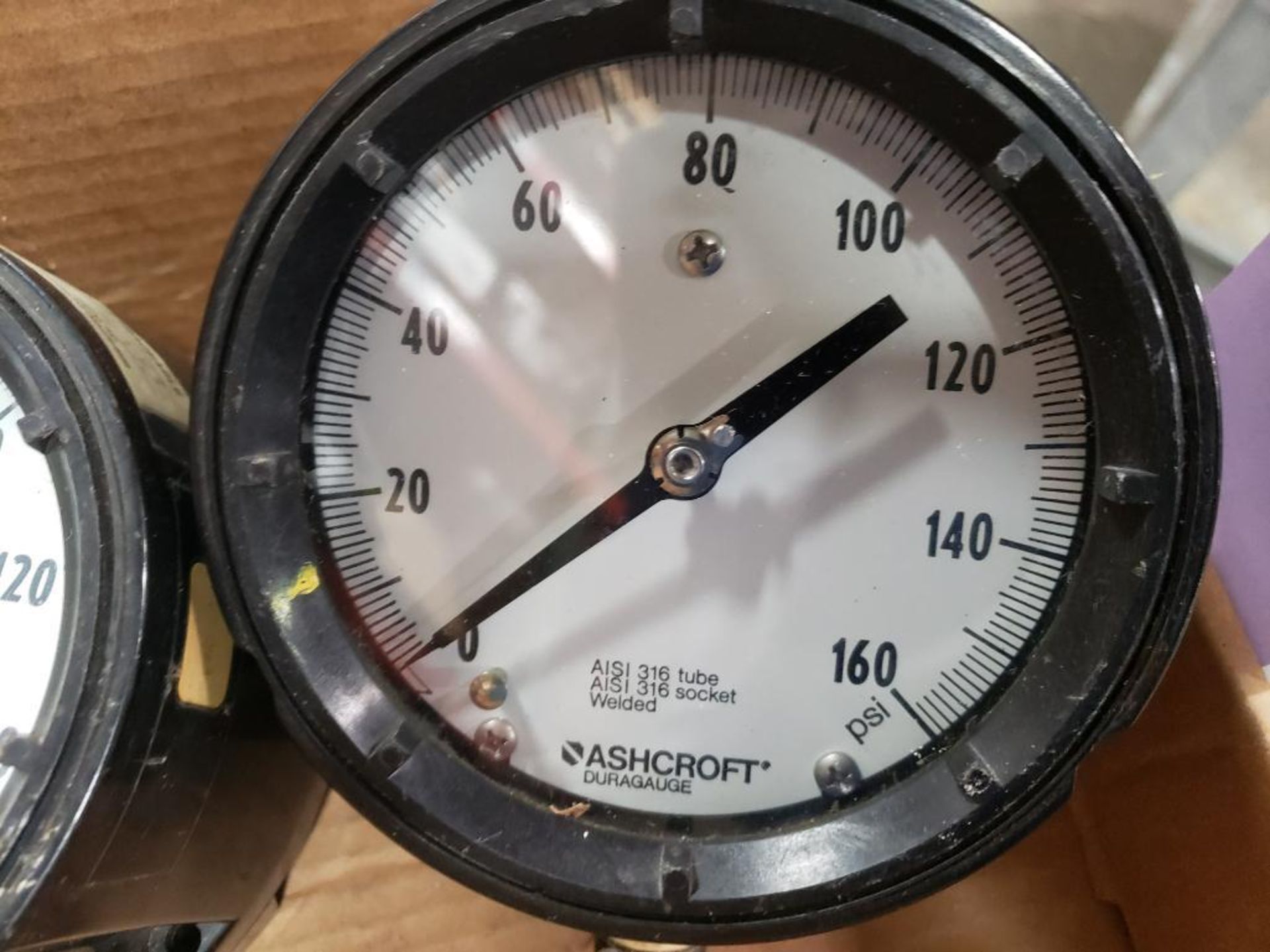 Qty 2 - Ashcroft pressure gauge. 160PSI, duragauge 4.5" AISI 316 tube socket welded. - Image 3 of 4