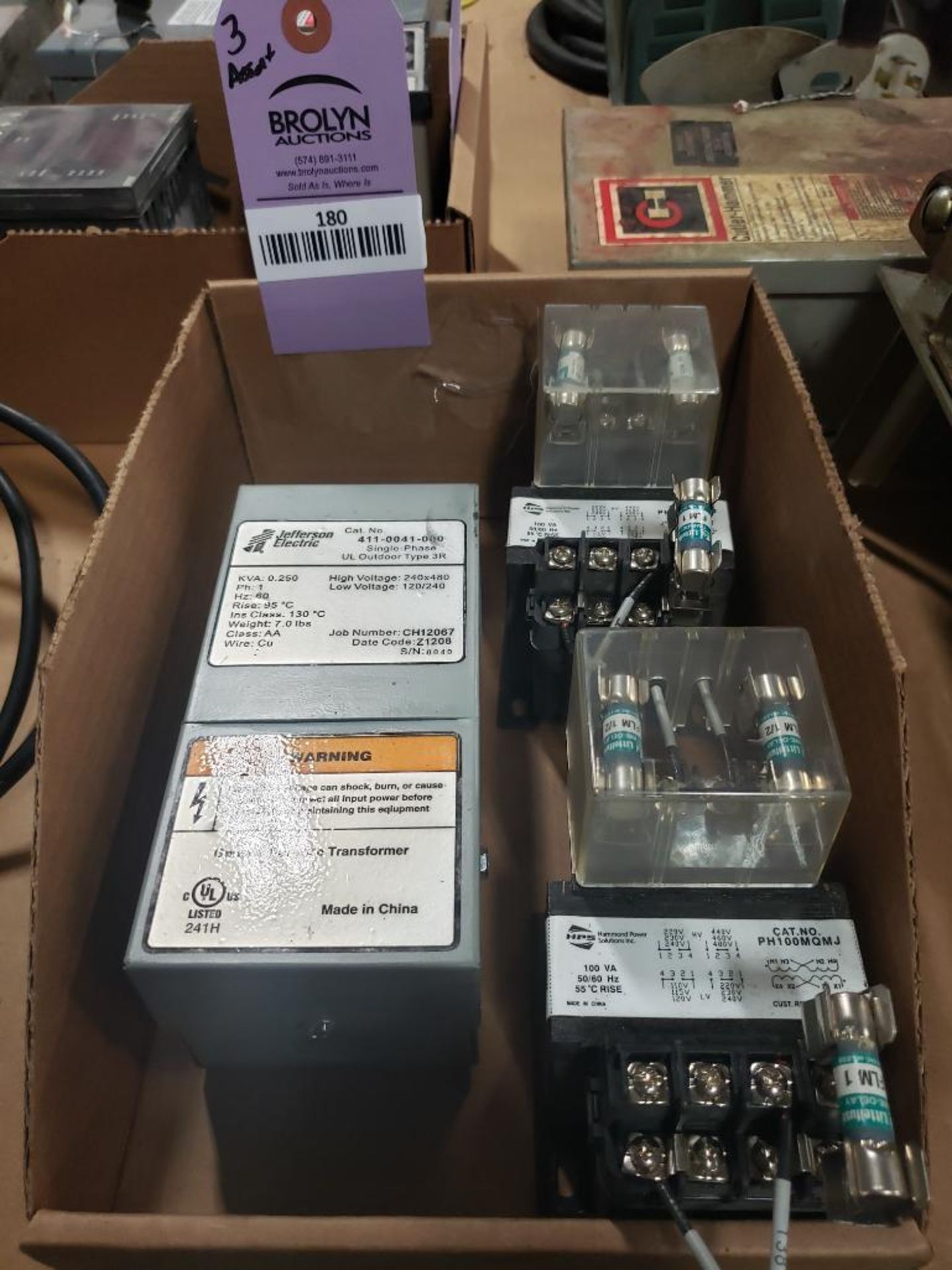 Qty 3 - Assorted electrical transformer,. Jefferson Electric, Hammond Power Solutions.