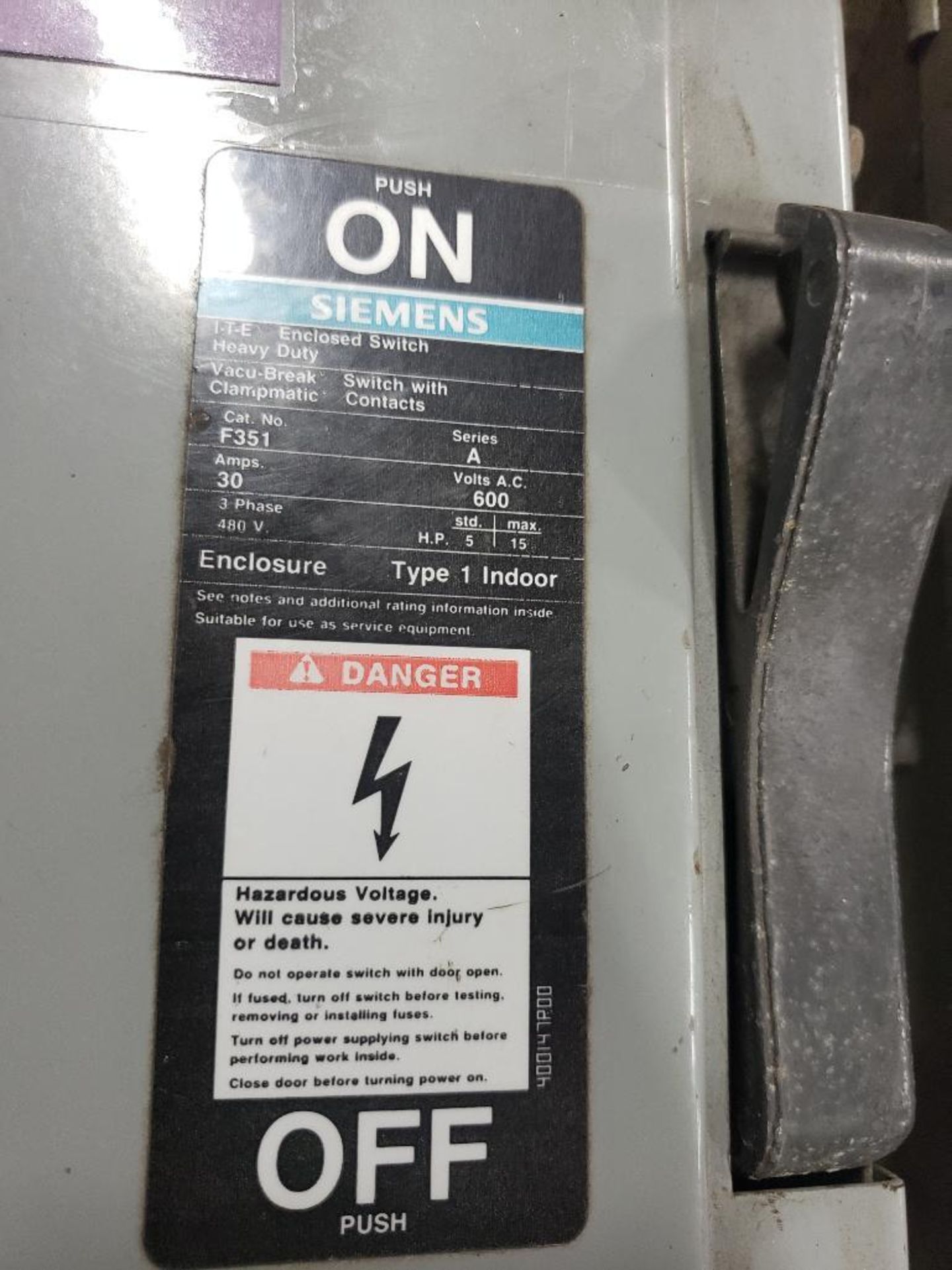 Qty 4 - Assorted electrical safety switch. GE, Siemens, Square-D. - Image 11 of 18