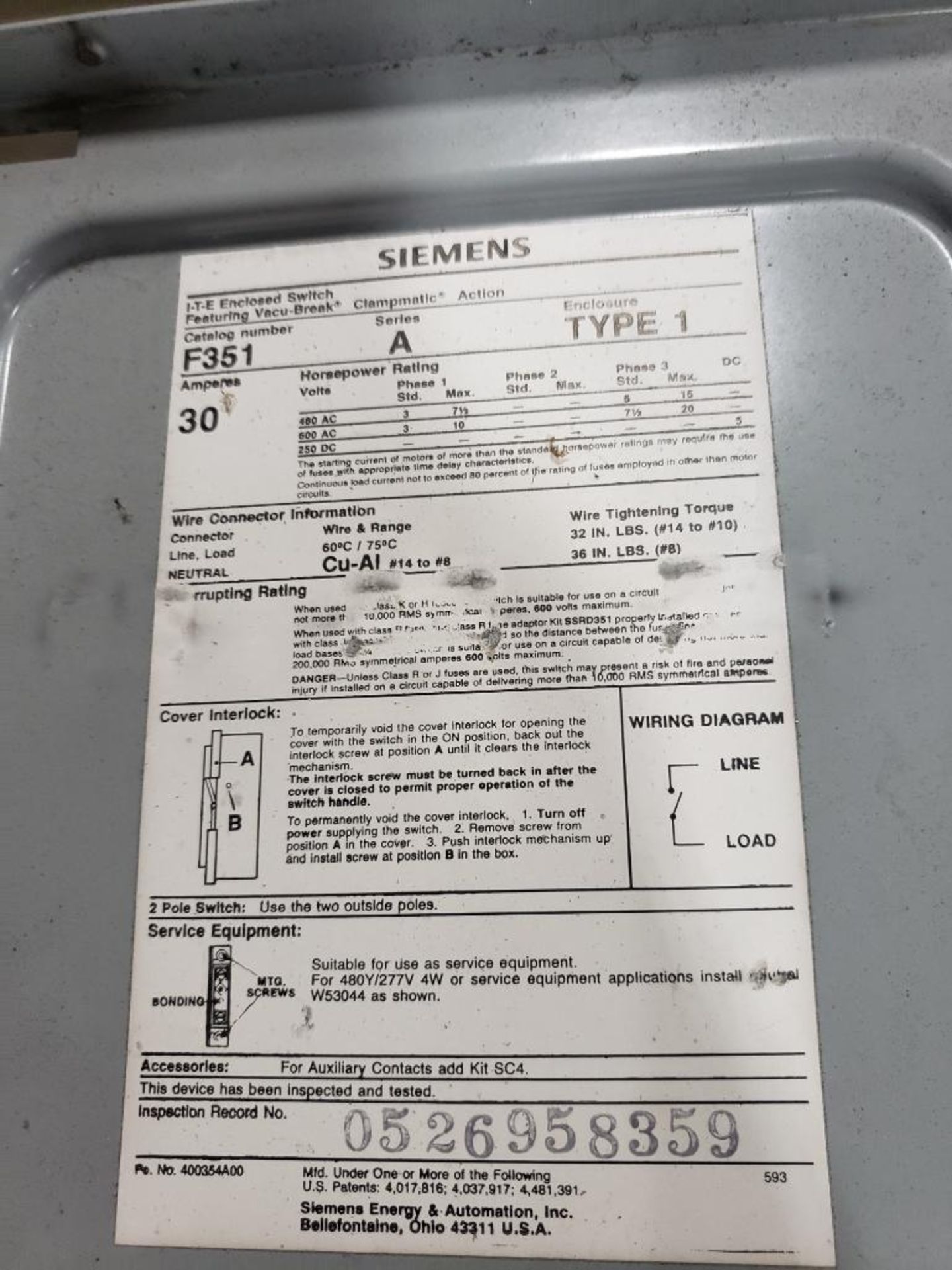 Qty 4 - Assorted electrical safety switch. GE, Siemens, Square-D. - Image 13 of 18