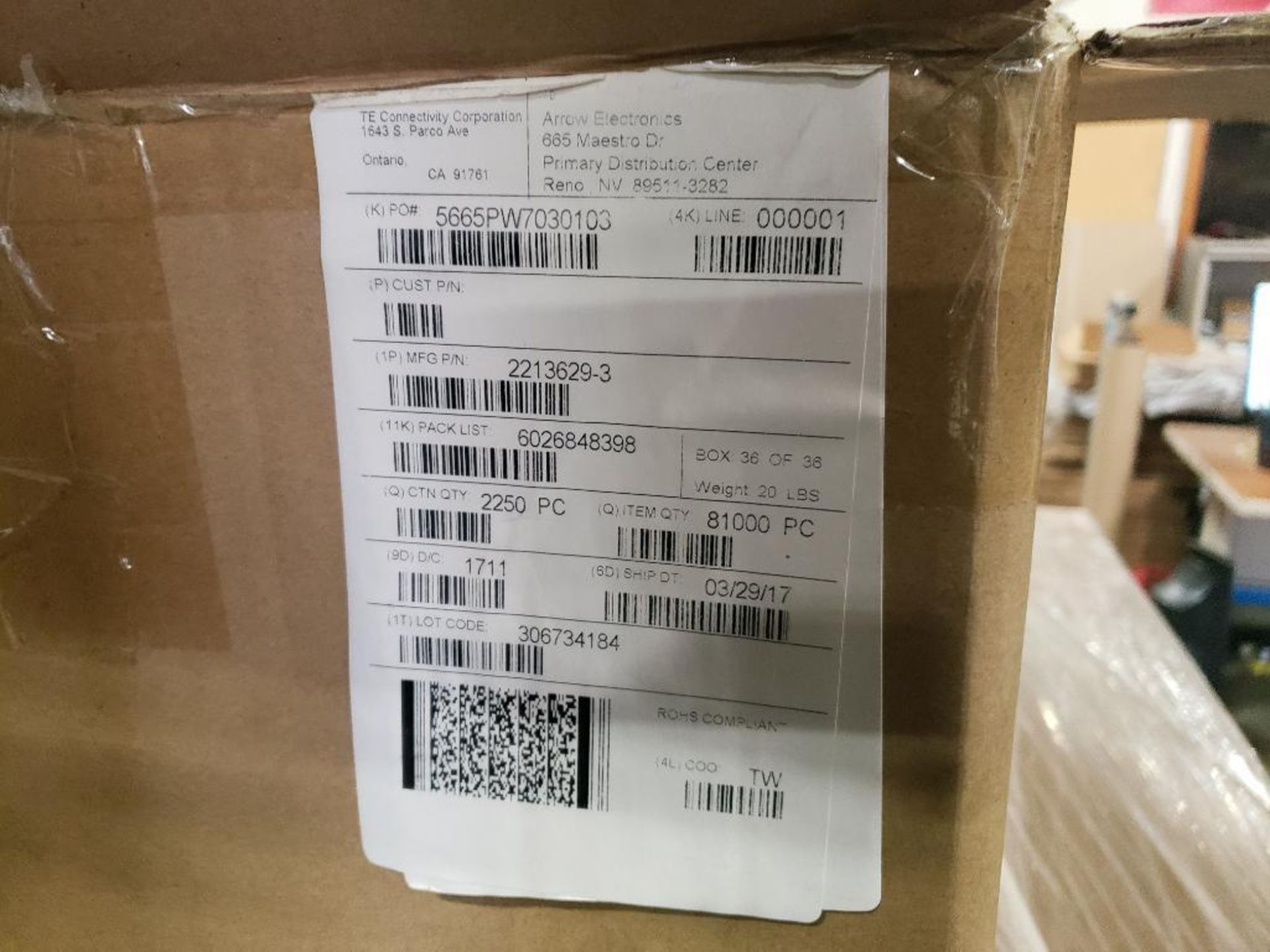 Qty 9000 - TE Connectivity part number 2213629-3. (4 bulk boxes of 9 reels) - Image 6 of 12