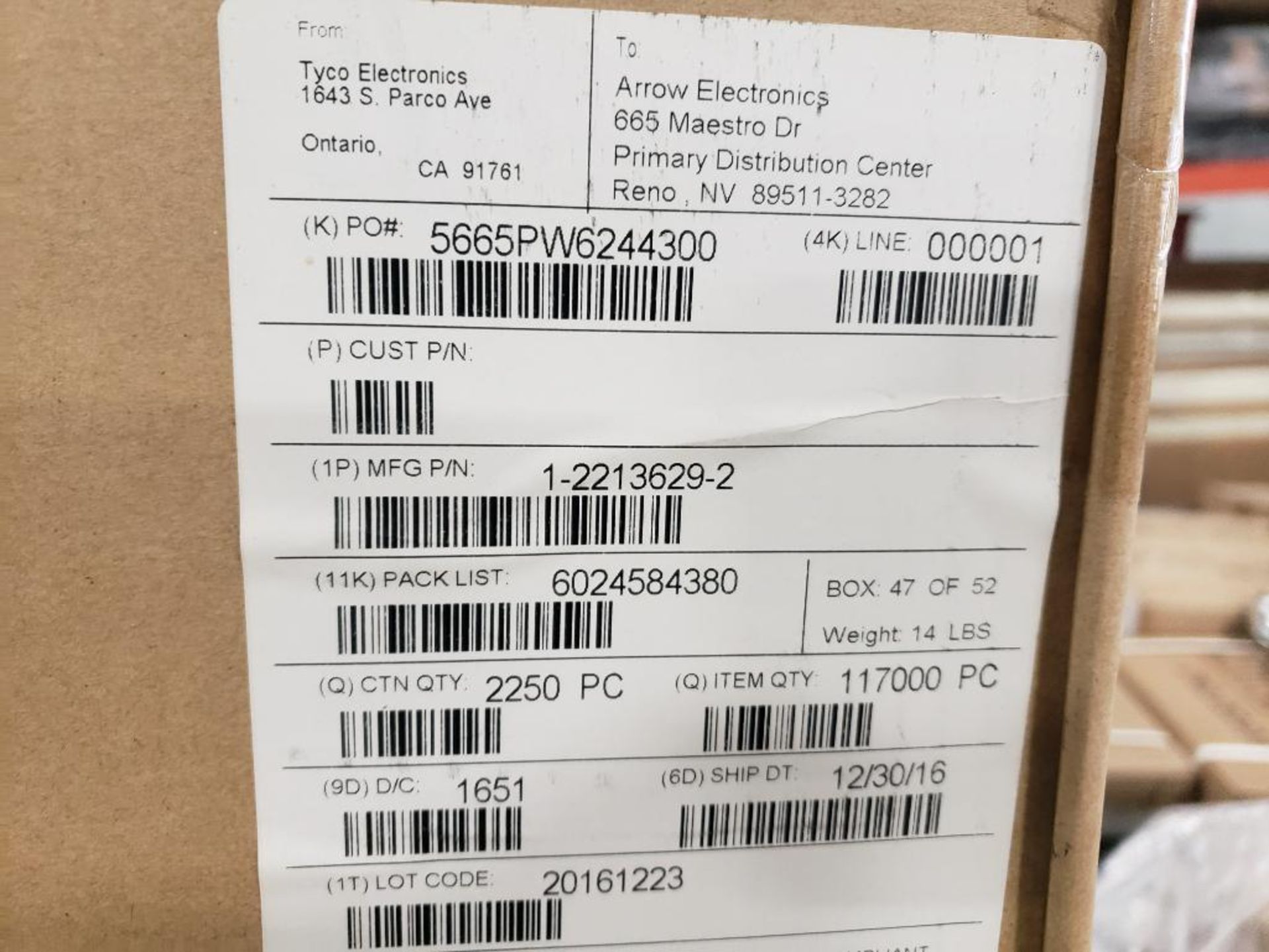 Qty 9000 - TE Connectivity part number 2213629-2. (4 bulk boxes of 9 reels) - Image 4 of 12