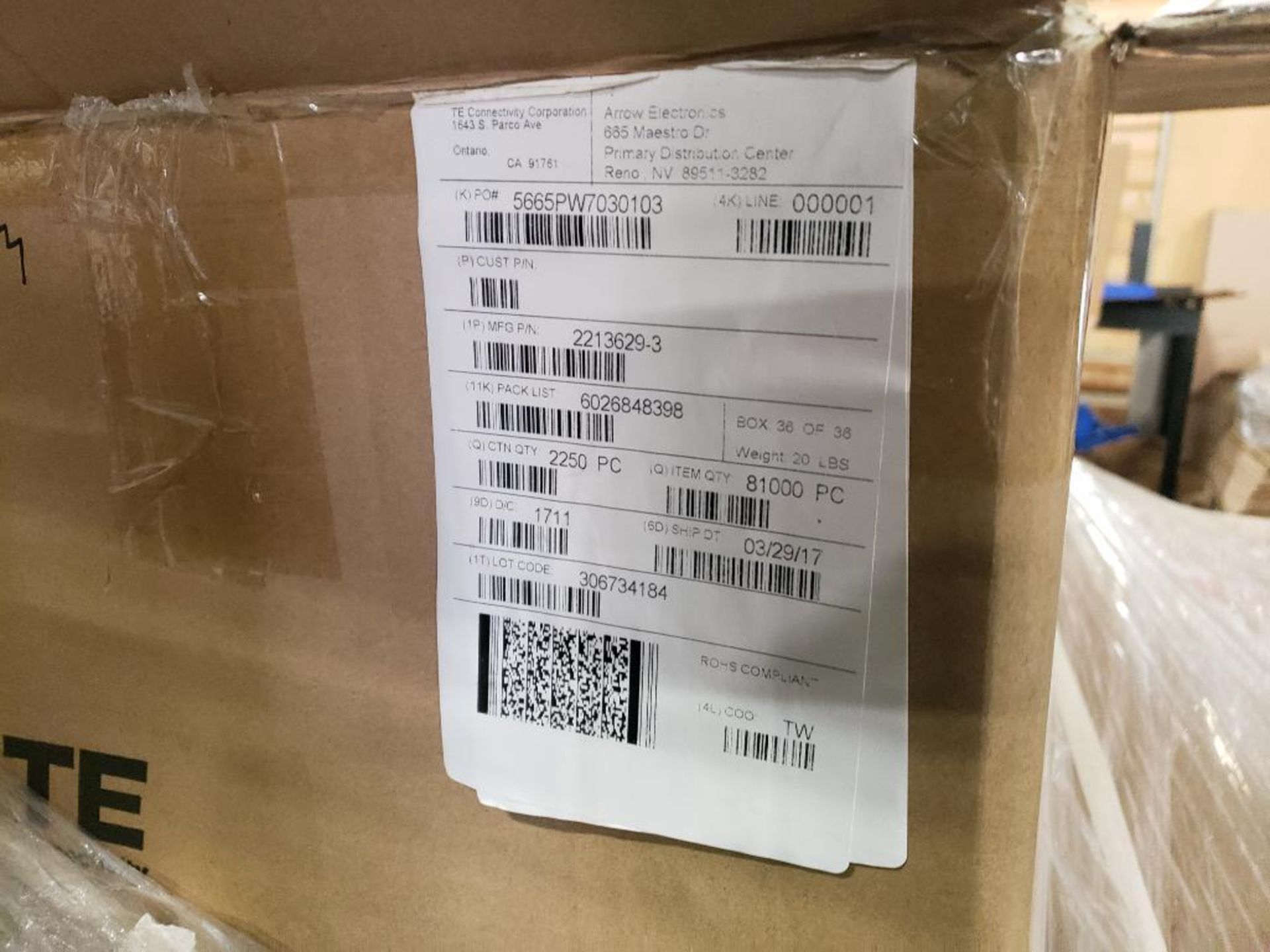 Qty 9000 - TE Connectivity part number 2213629-3. (4 bulk boxes of 9 reels) - Image 14 of 14