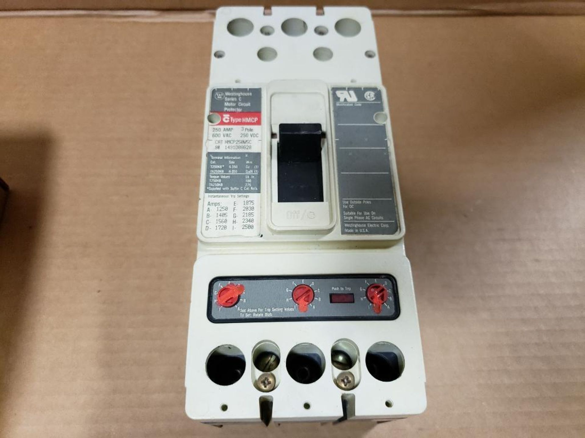 Westinghouse HMCP250W5C circuit breaker. 250AMP. - Image 2 of 5