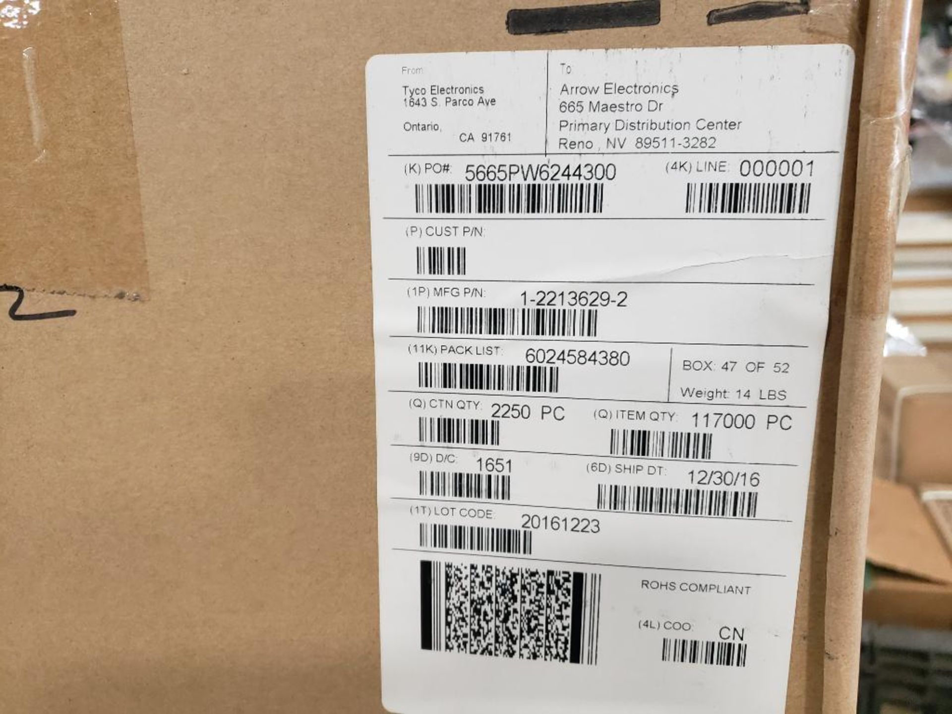 Qty 9000 - TE Connectivity part number 2213629-2. (4 bulk boxes of 9 reels) - Image 12 of 12