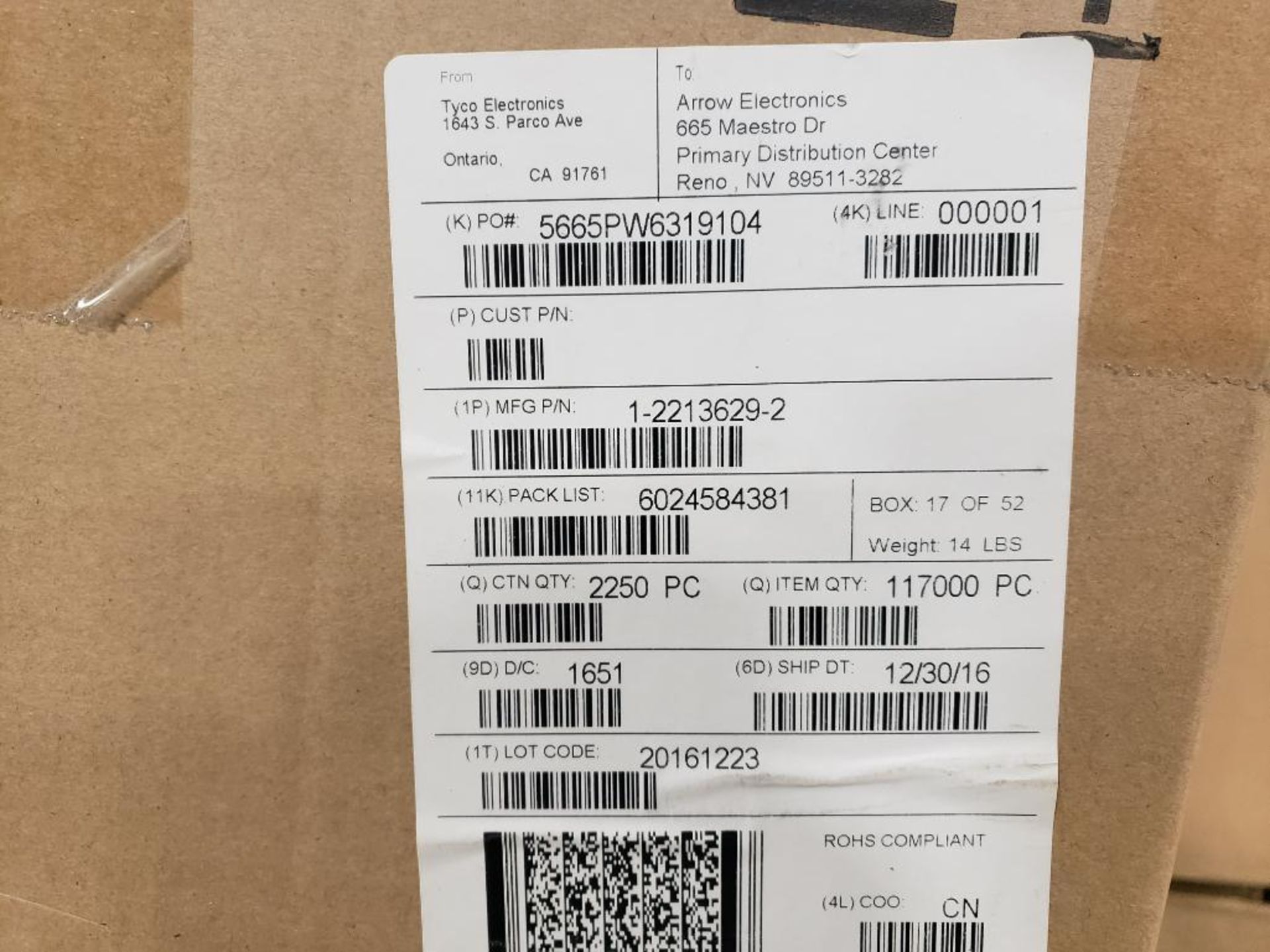 Qty 9000 - TE Connectivity part number 2213629-2. (4 bulk boxes of 9 reels) - Image 4 of 10