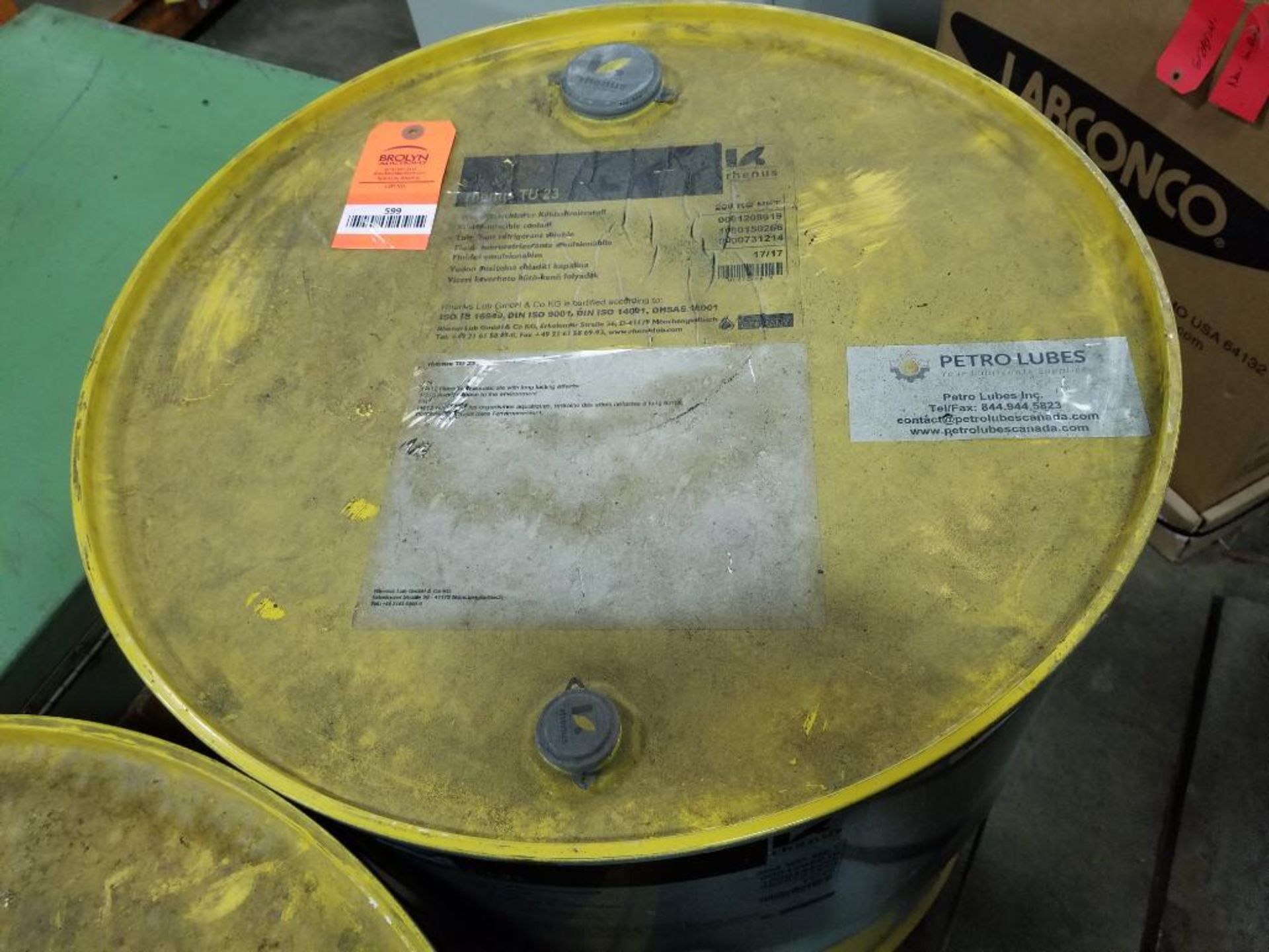 55 gallon barrel of Rhenus TU 23 metalworking coolant. New sealed container. - Image 2 of 4