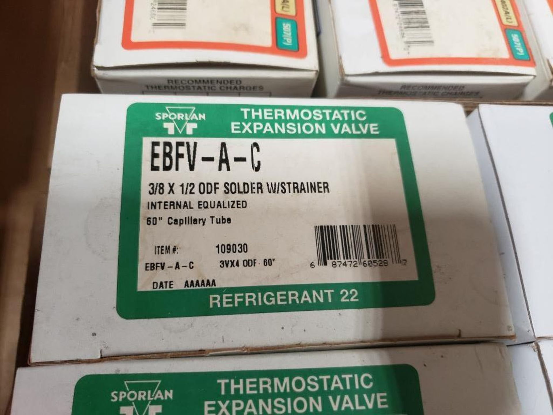 Qty 10 - Sporlan EBFV-A-C 3/8 x 1/2 ODF Solder w/Strainer thermostatic expansion valve. 109030. New. - Image 2 of 3