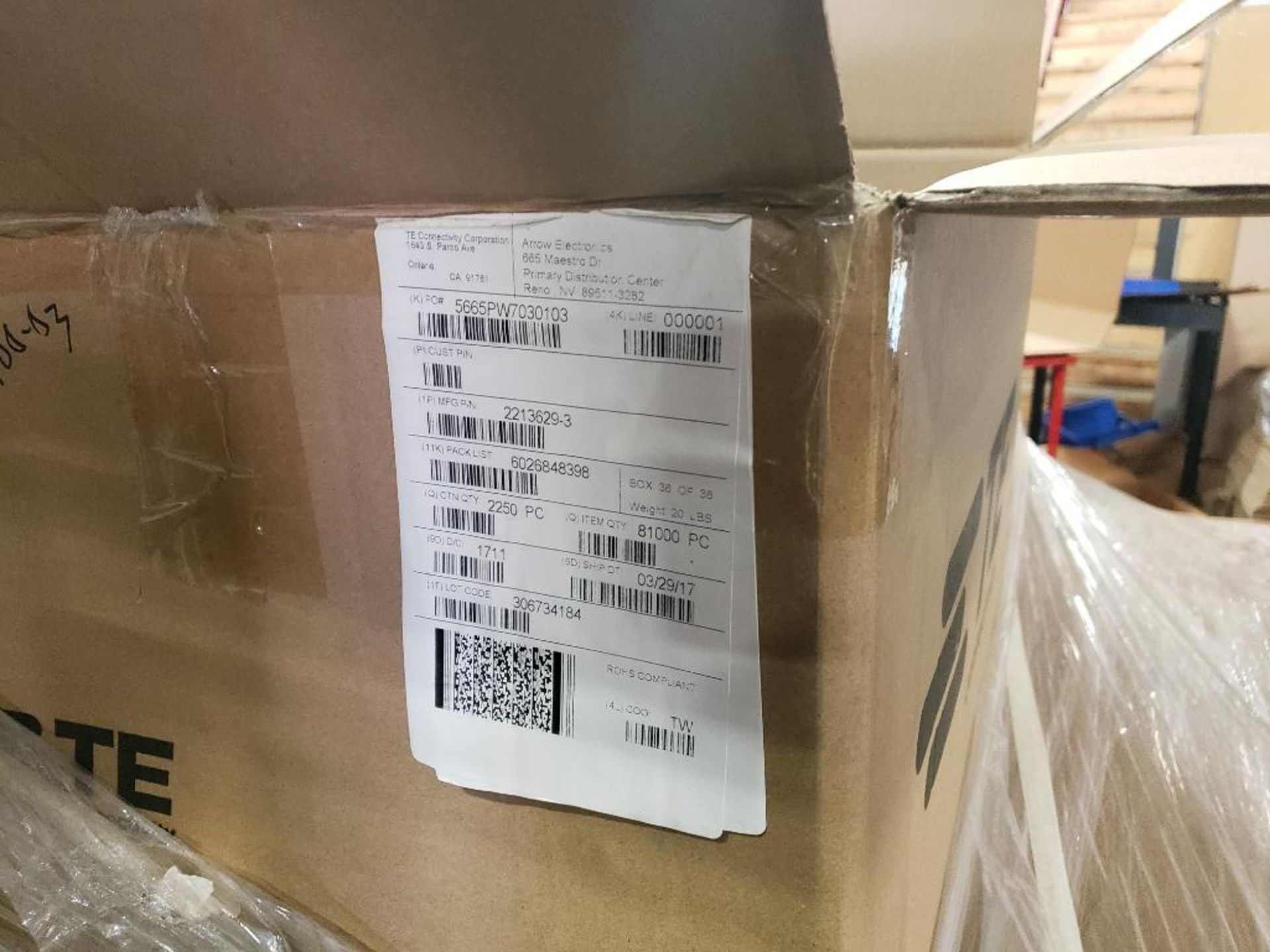 Qty 9000 - TE Connectivity part number 2213629-3. (4 bulk boxes of 9 reels) - Image 13 of 14