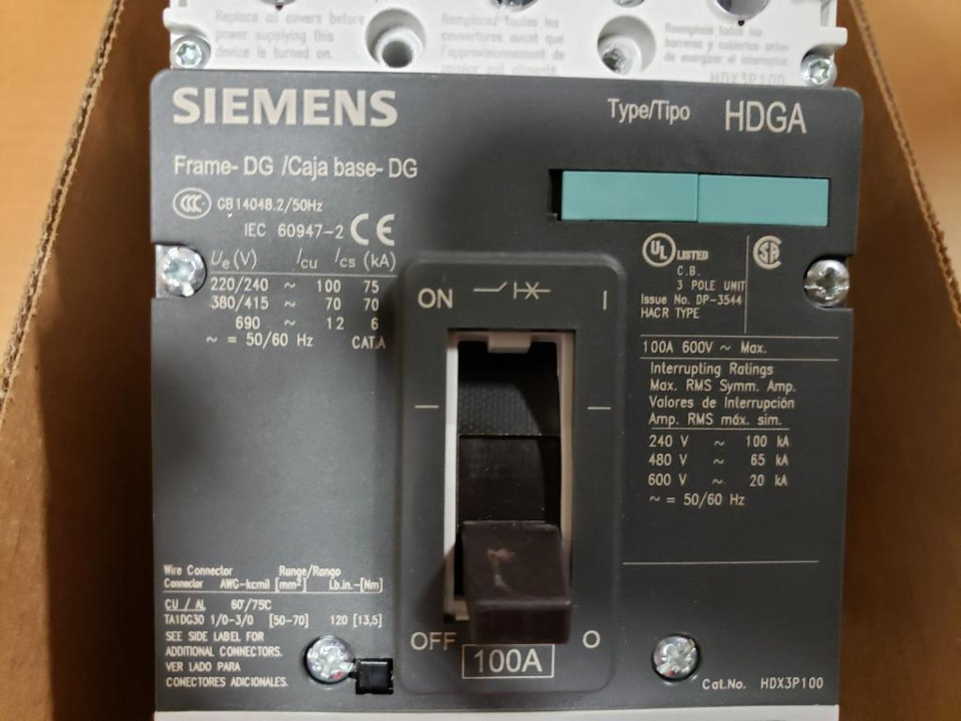 Siemens DP-3544 100A circuit breaker. - Image 5 of 9