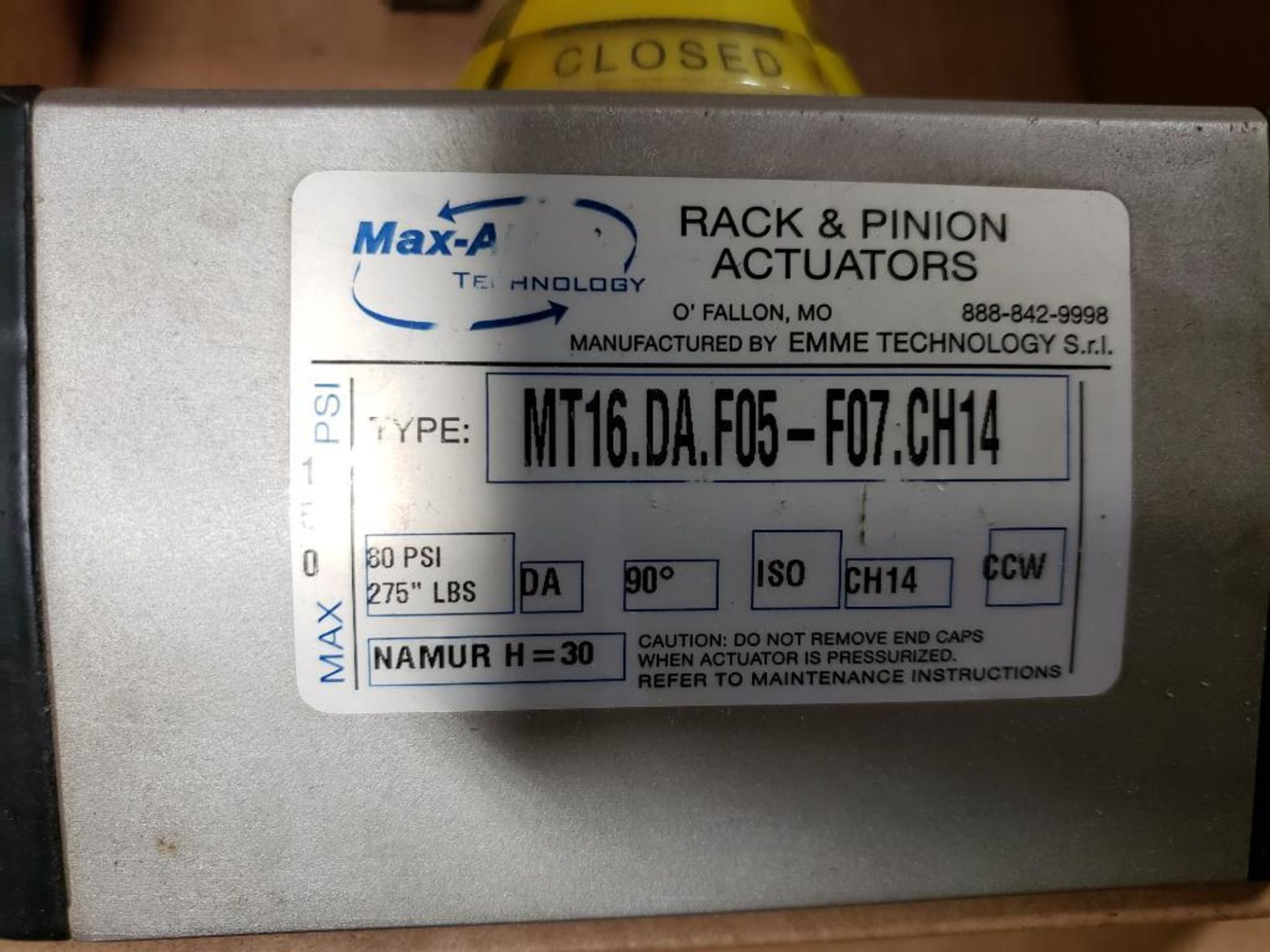 Qty 2 - Max A technology rack and pinion actuator. MT16.DA.F05-F07.CH14. - Image 3 of 7