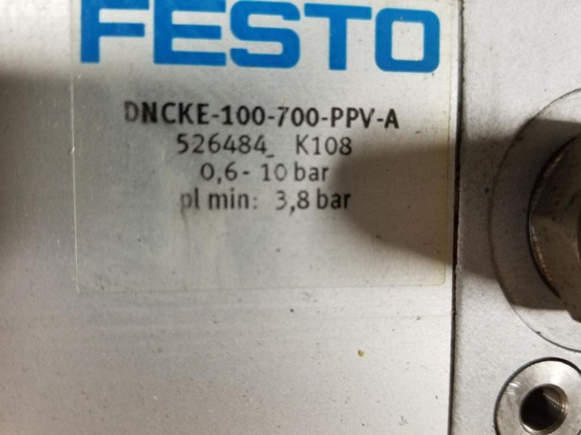 Festo DNCKE-100-700-PPV-A pneumatic cylinder. - Image 2 of 4