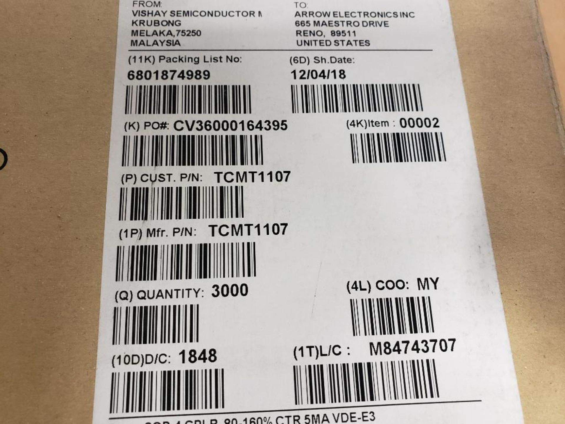 Qty 9000 - Vishay Semiconductor. Part number TCMT1107. - Image 12 of 14