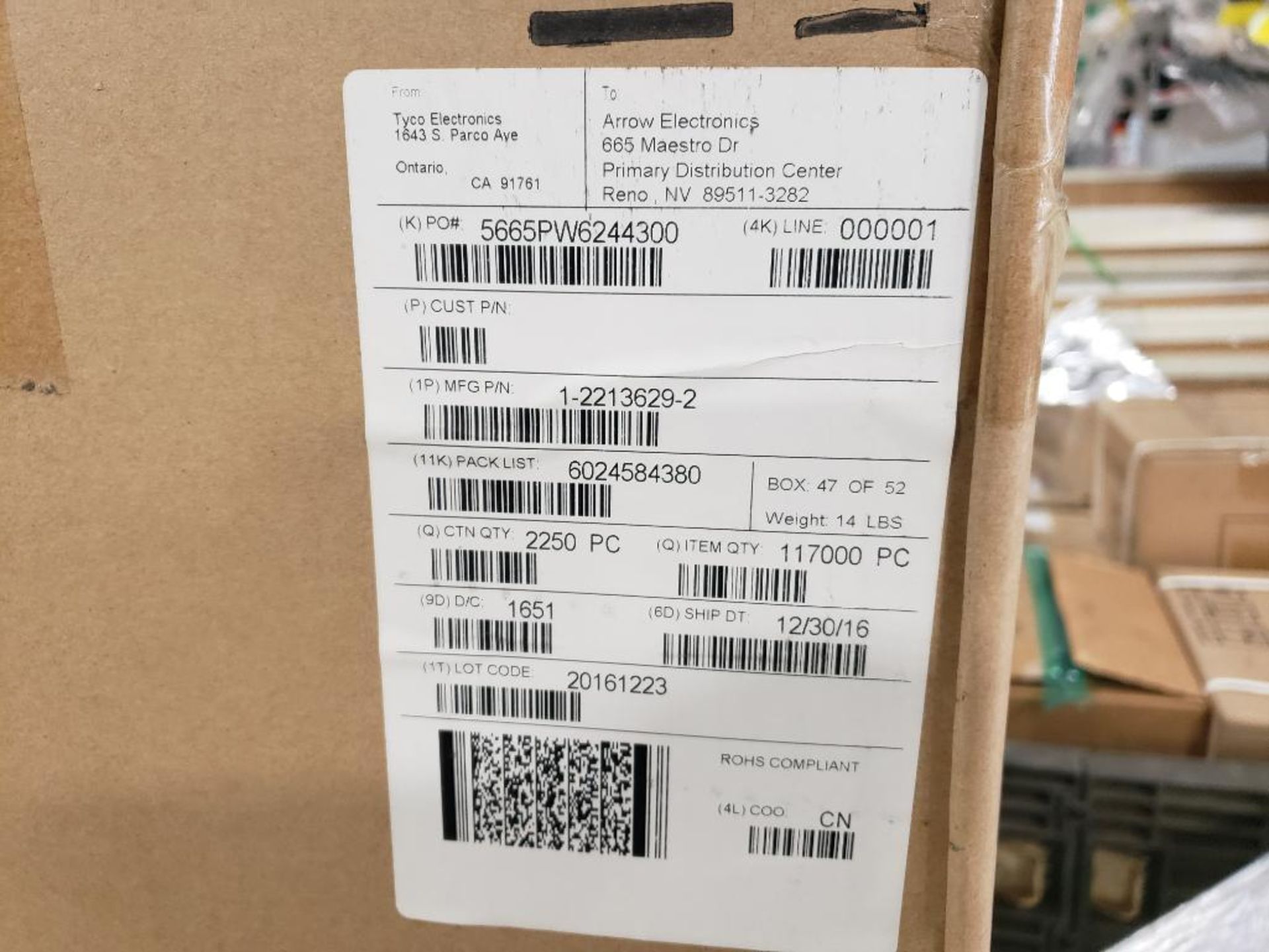 Qty 9000 - TE Connectivity part number 2213629-2. (4 bulk boxes of 9 reels) - Image 7 of 14