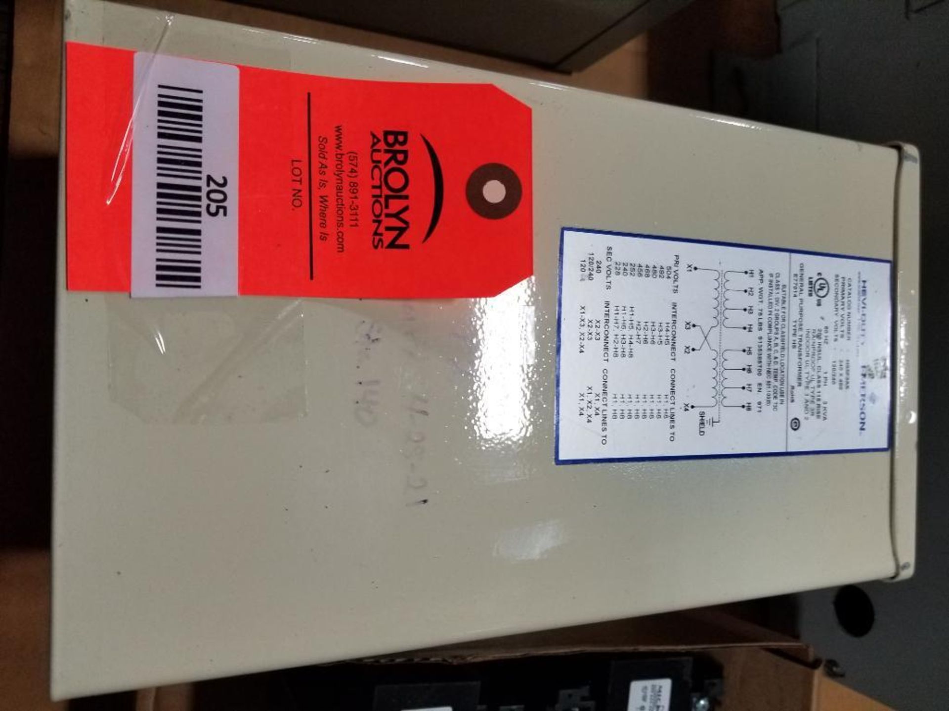 3kVA Emerson Hevi-Duty general purpose transformer. HS5F3AS.