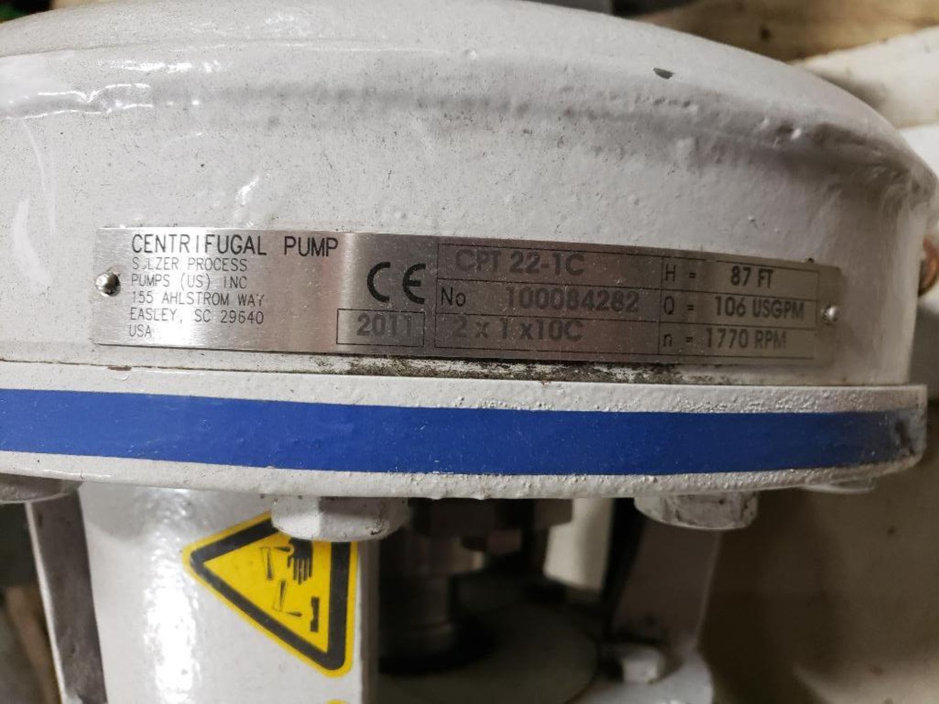 Sulzer Centrifugal pump. Model CPT22-1C. Includes 30hp Toshiba motor. - Image 9 of 13
