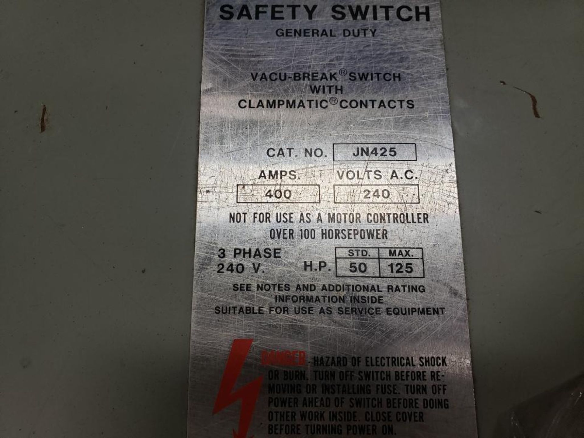 ITE Gould safety switch JN425 Vacu-Break switch with Clampmatic Contacts. 400AMP. - Image 4 of 26