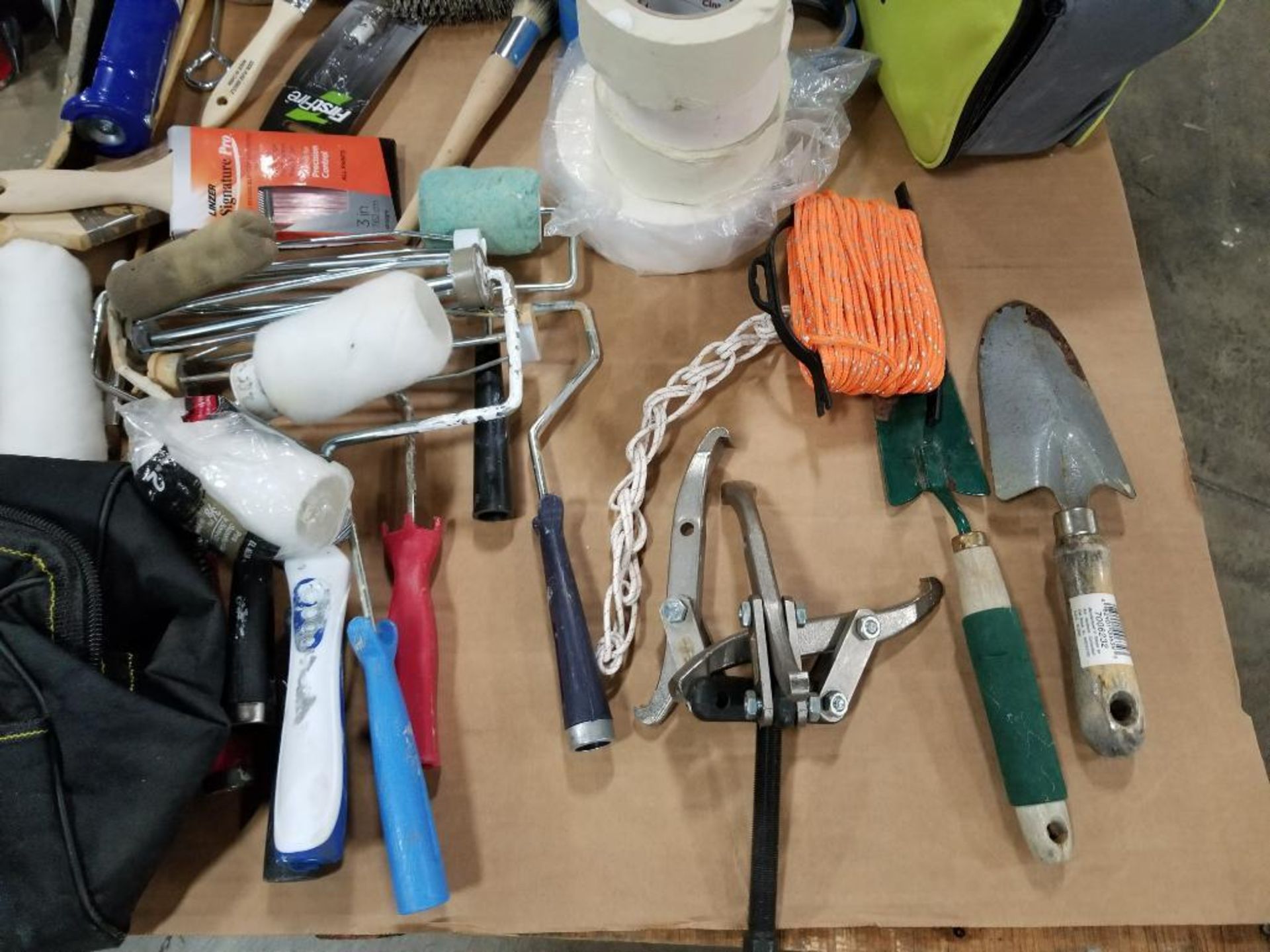 Pallet of assorted tools. Sander, saws, paint equipment, tape rolls. - Image 20 of 24