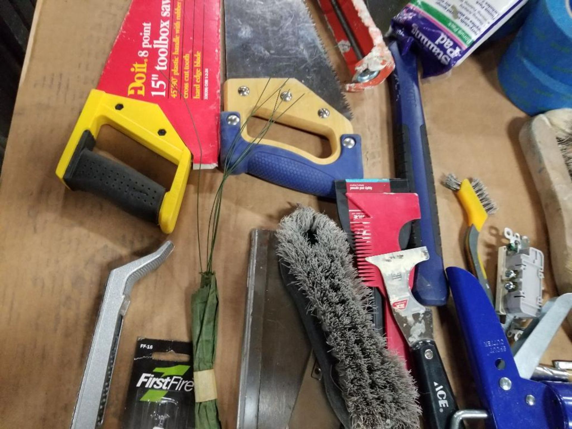 Pallet of assorted tools. Sander, saws, paint equipment, tape rolls. - Image 5 of 24