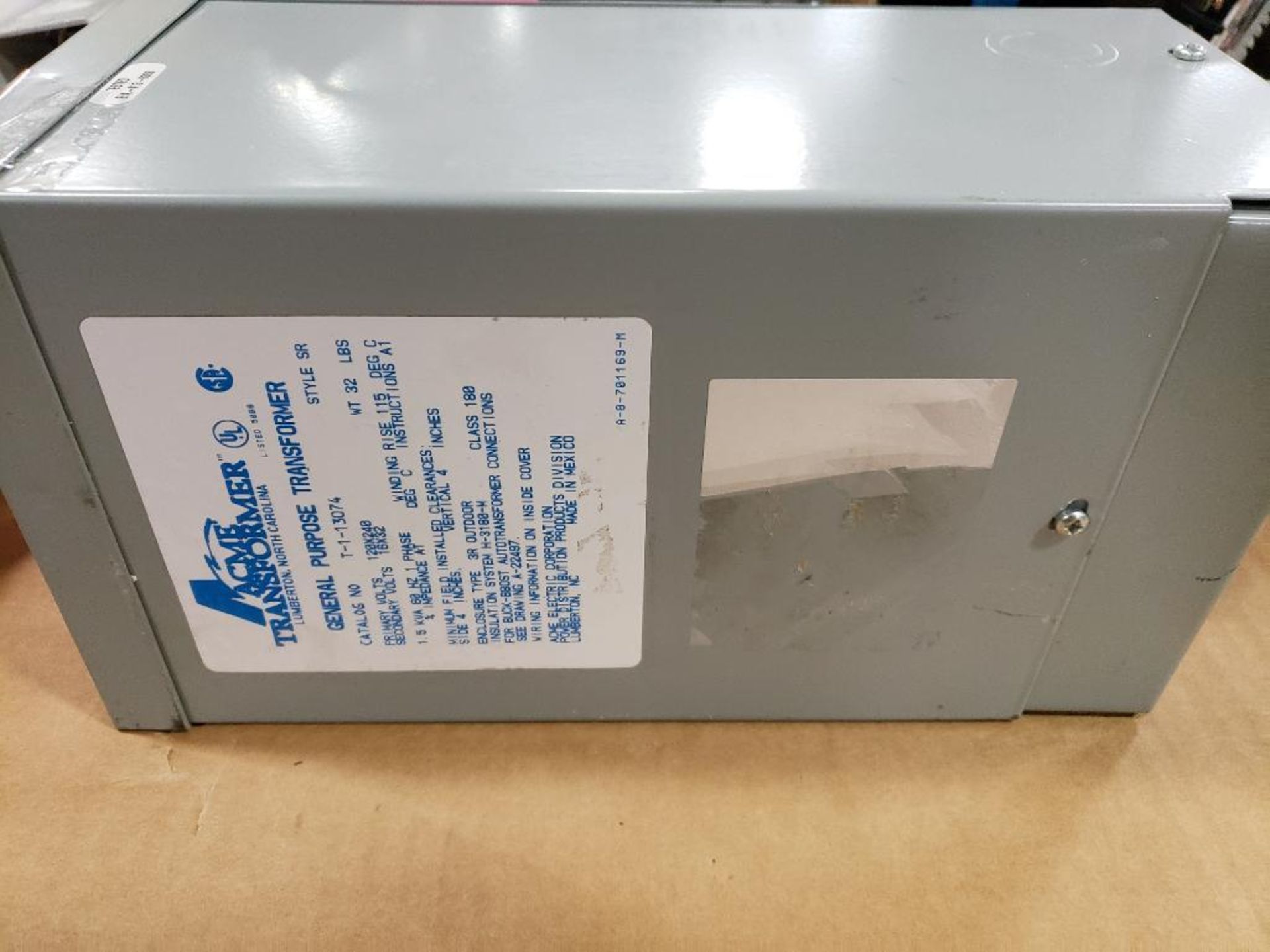 Acme Transformer general purpose transformer T-1-13074. 1.5kVA. - Image 6 of 6