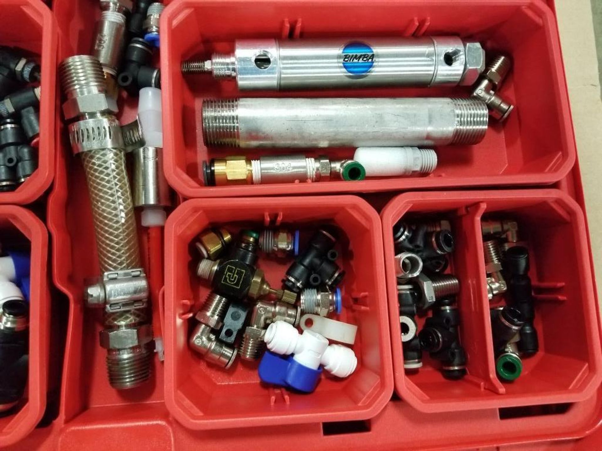 Qty 2 - Storage case with replacement air line/pneumatic fittings, cylinders. - Image 17 of 30
